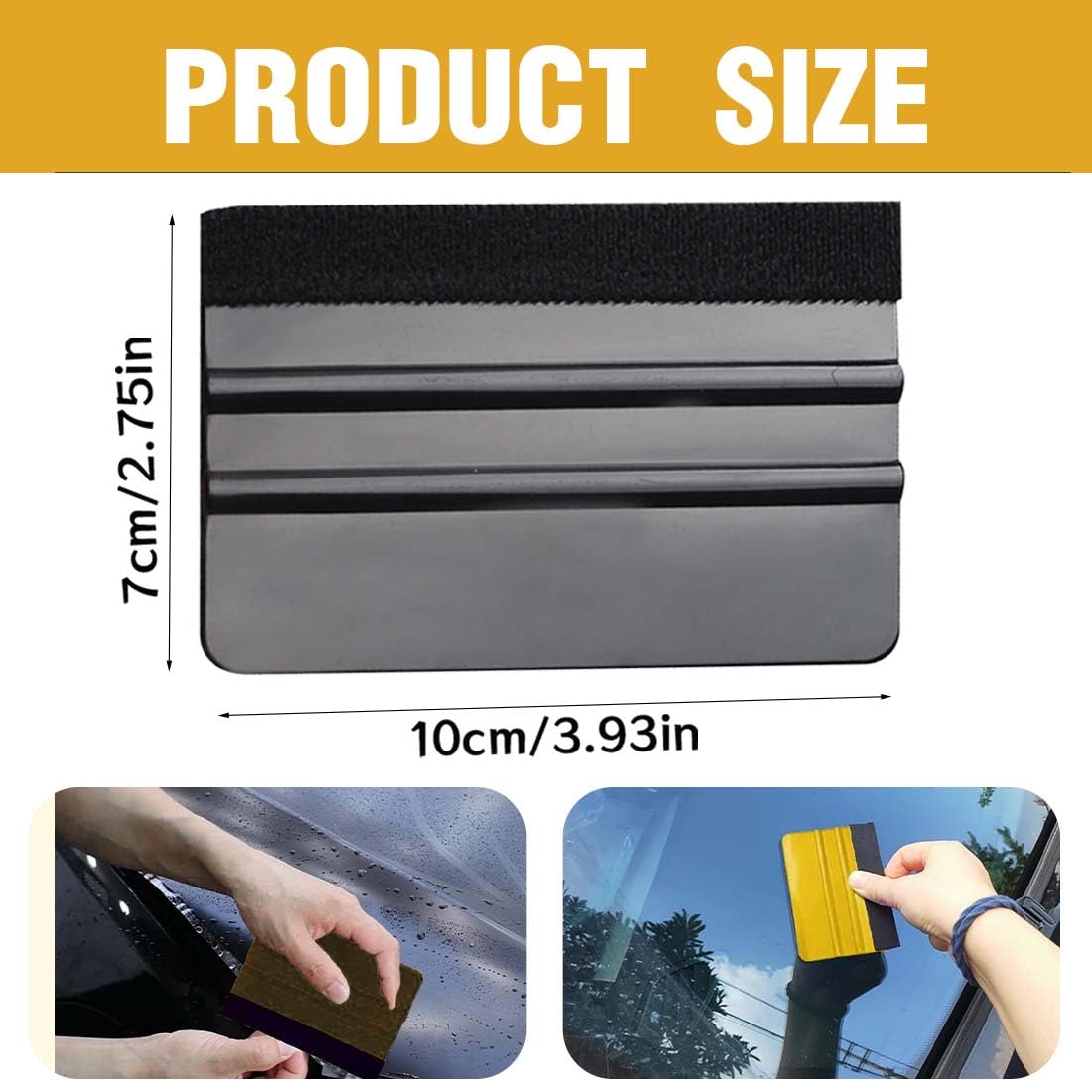 JRYXD Spatola Professionale, 2 Pcs Spatola Per Wrapping Pellicola Auto, Spatola Professionale Con Feltro, Spatola Per Pellicole Adesive, Per Pellicole Per Auto, Pellicole Per Finestre Ecc(Nero, Giallo