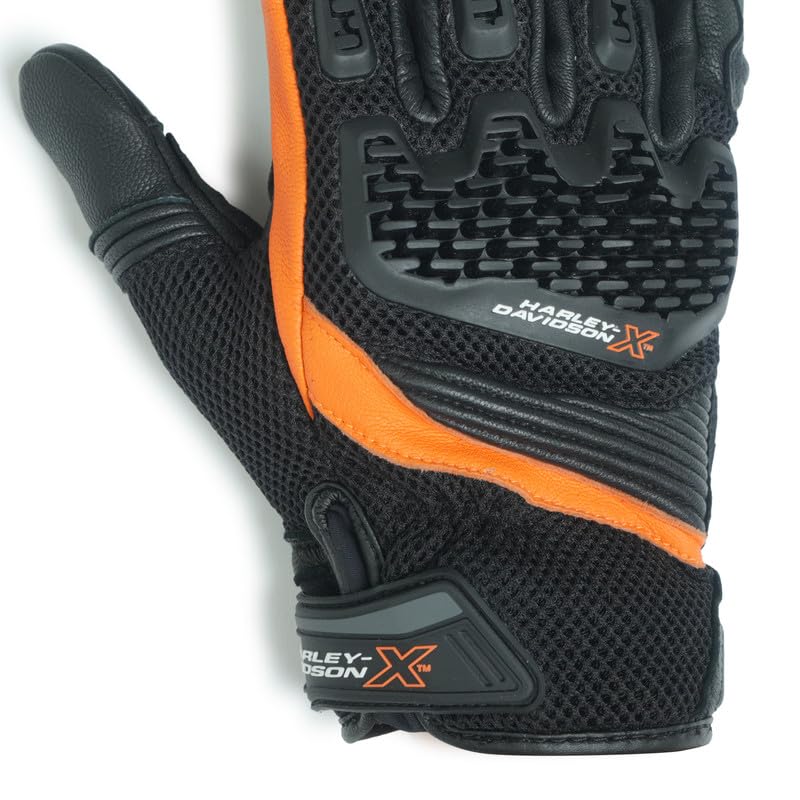 Image of HARLEY-DAVIDSON X Grip Edge Gloves | Padded Palm | Enhanced Control | Full Finger Coverage | Biker Streetwear Design | Color - Black | Size - XL