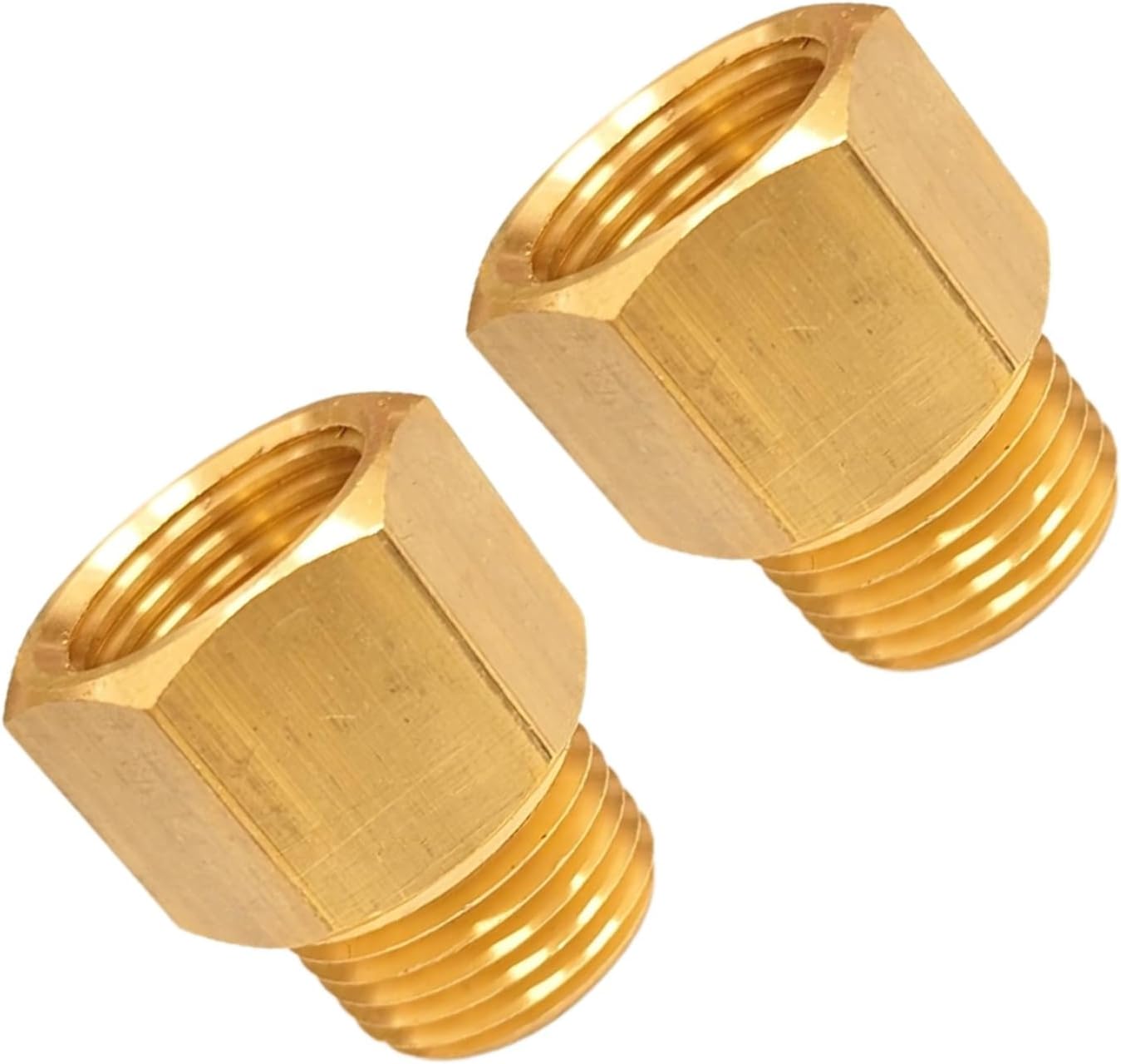 Brass Fitting Reducer Adapter, 1/2 Inch NPT Male to 1/2 Inch NPT Female, Male to Female Pipe Adapter, Brass Pipe Extension Fittings, 0.75" OD × 0.75" ID, Pack of 2