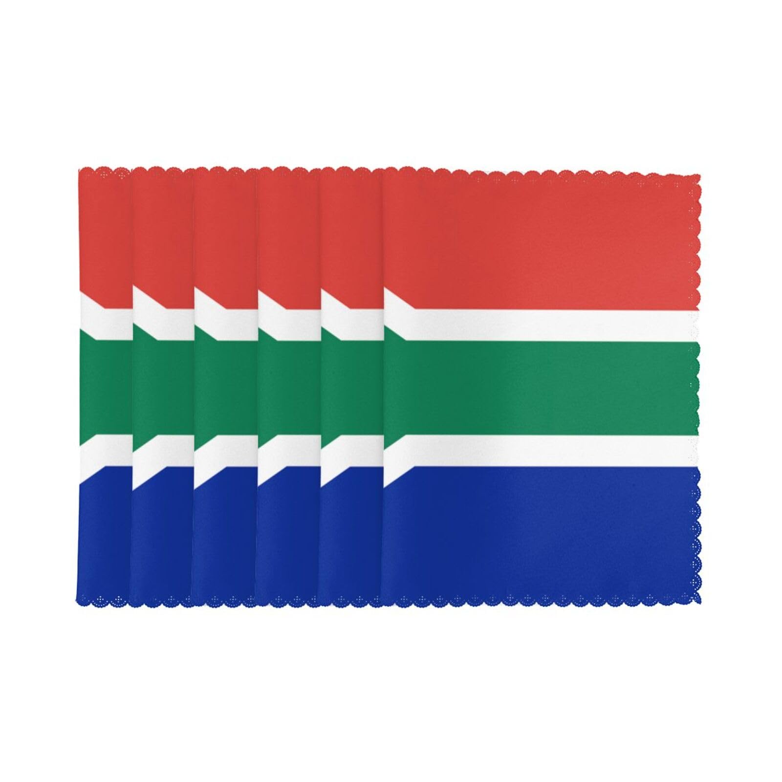 6 PCS Heat Resistant Placemat 45x30 CM, South Africa flag Printed Non-Slip Place Mats for Kitchen Dining Table Indoor Outdoor