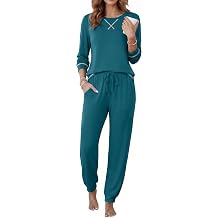 Ekouaer Pajamas for Women Set Long Sleeve Top and Jogger Pants Lounge Sets 
