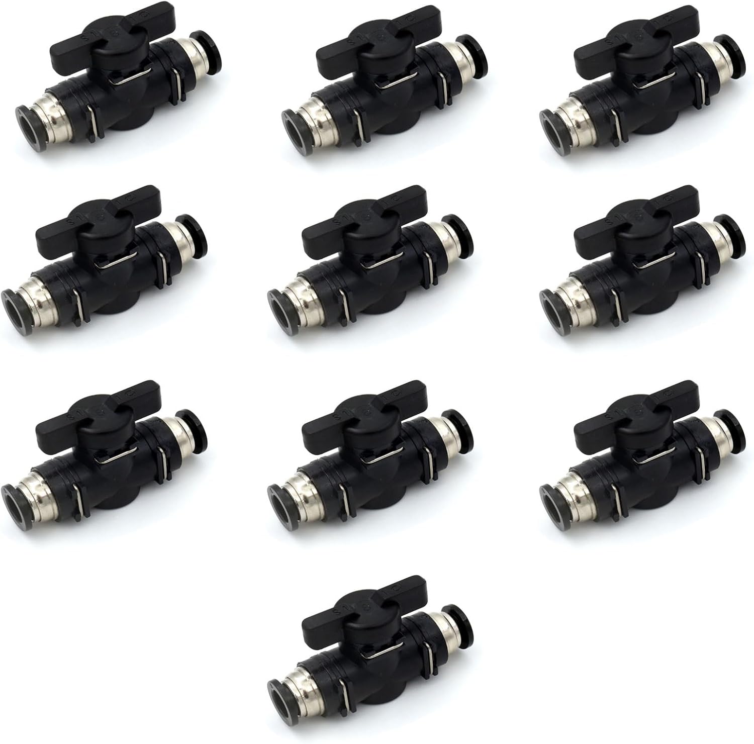 12mm Push to Connect Ball Valve Union Air Flow Control Valve Quick Connect Tube Fittings Pneumatic Valve Air Hose Fittings 10pack