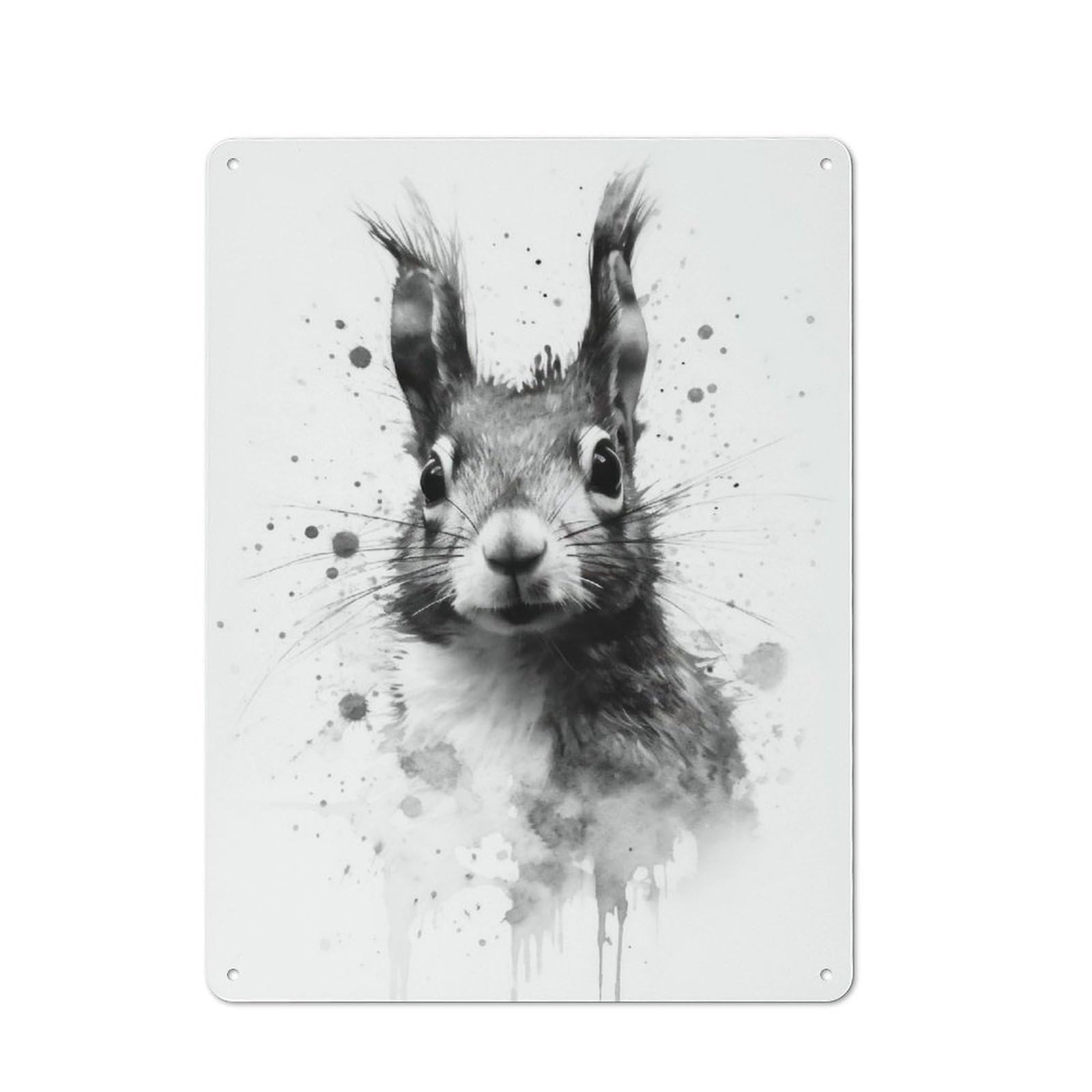 Junmoney Squirrel Beauty Watercolor Metal Plaque 40X30cm With For Garage Wall, Retro Decor, For Garage Decor Collectors Refreshing A Room In Autumn
