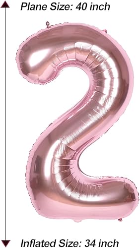 Miniatura 5 de AULE Globos grandes de 40 pulgadas con números de 23 números de aluminio color oro rosa, globos gigantes de helio para fiesta de cumpleaños 23 para
