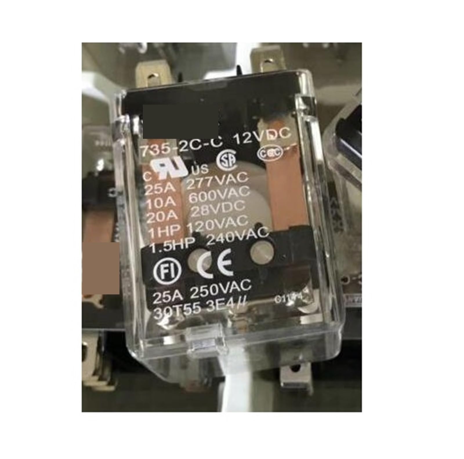 Relais 12V 735-2C-C 12VDC 25A 277VAC à 8 broches pour commutation de circuit électrique