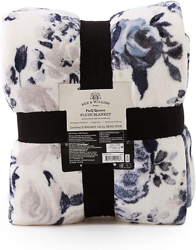 Bee & Willow Home Printed Plush Full/Queen Blanket in Rose/Multi Home & Kitchen