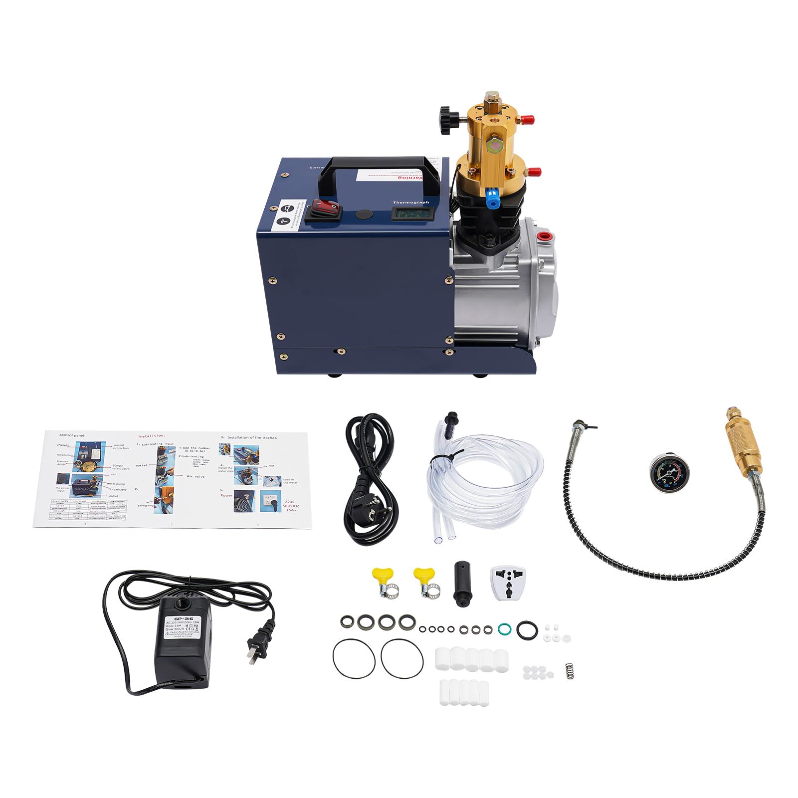 1800 W PCP Compresseur d'air 30 MPa 300 bar 4500 psi Compresseur d'air haute pression PCP Pompe de plongée 220 V avec séparateur d'huile et d'eau