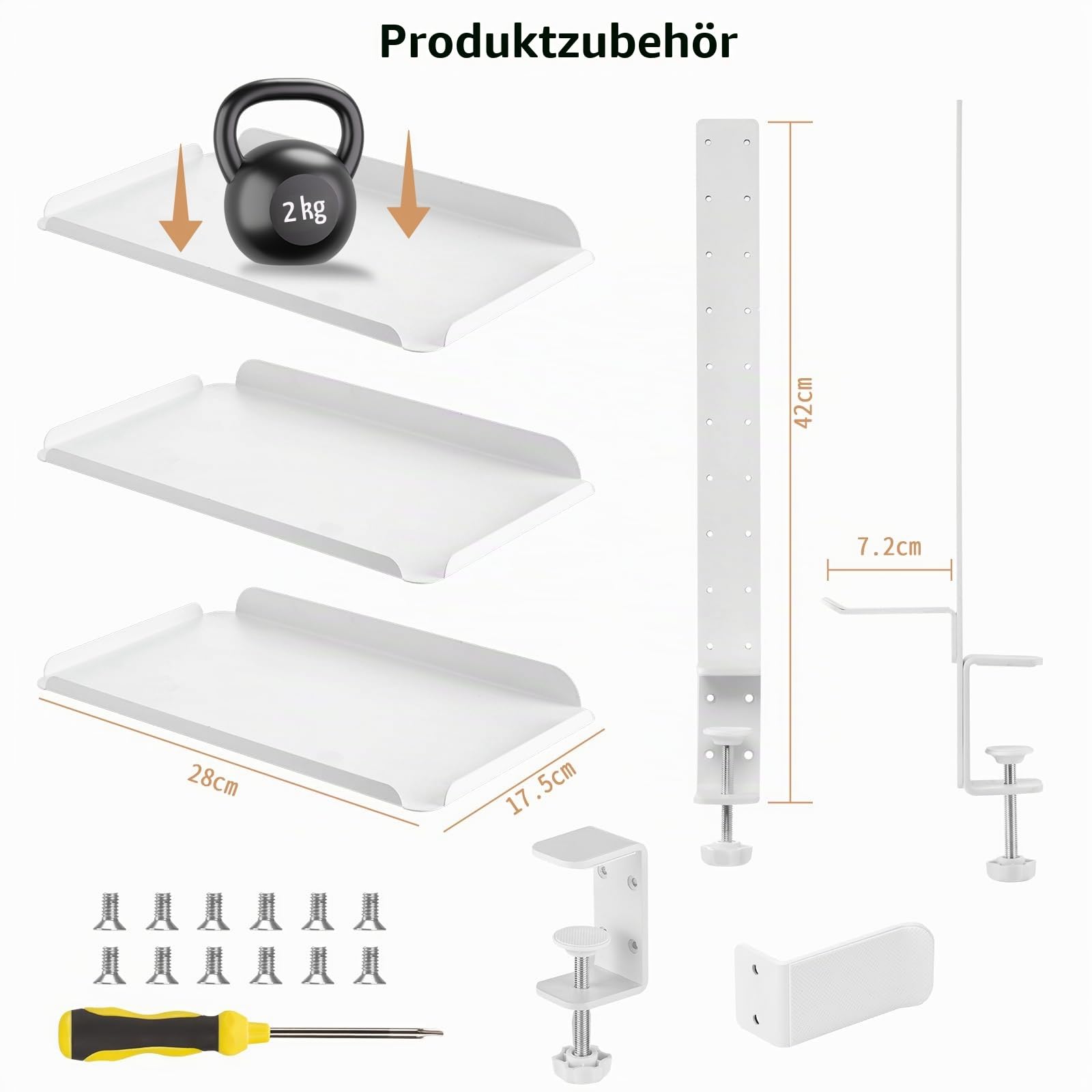 Seitenständer Schreibtisch Organizer Klemmregal für Schreibtische Weiß