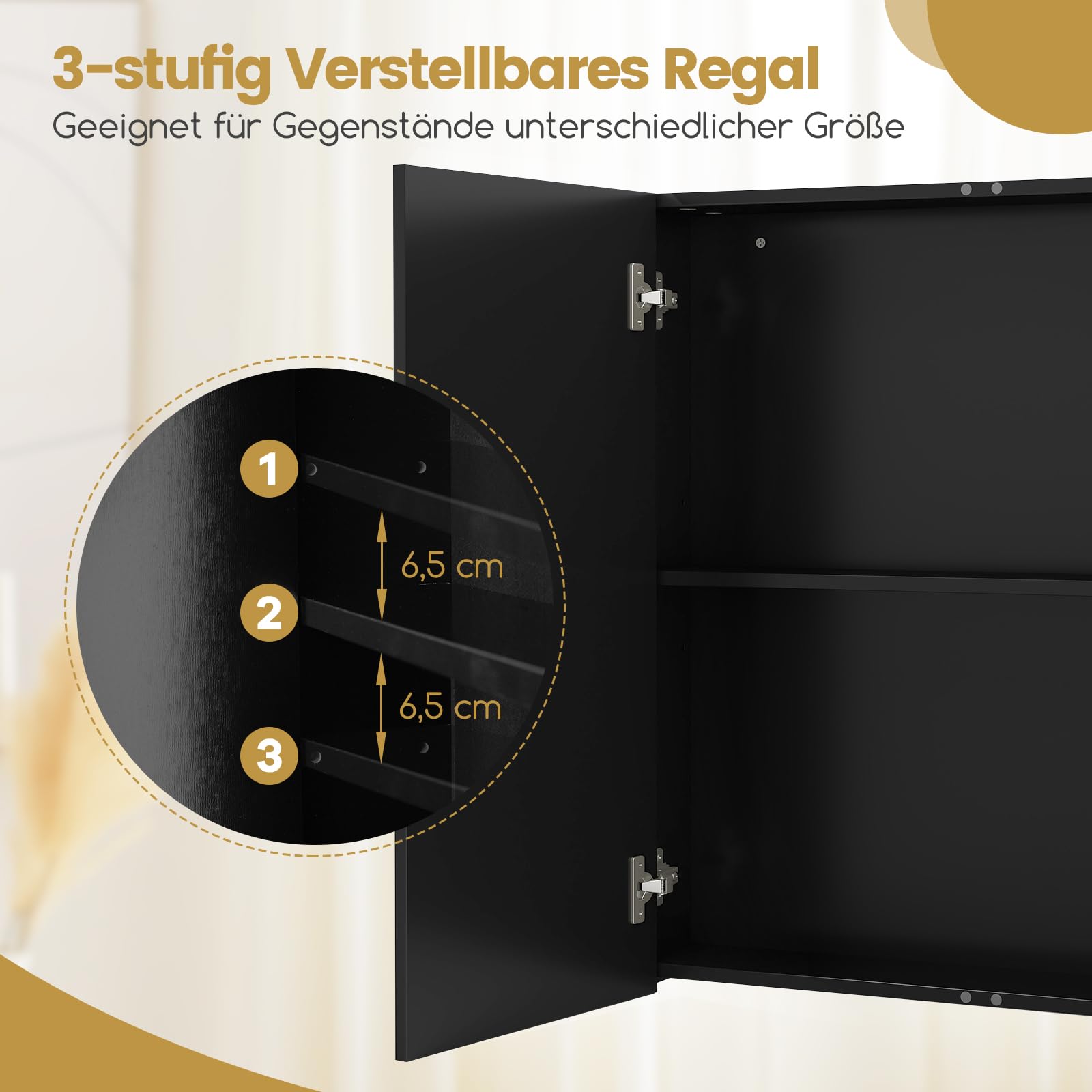 Wandkast voor de Badkamer Houten Hangkast met Open Plank Schuifdeur en