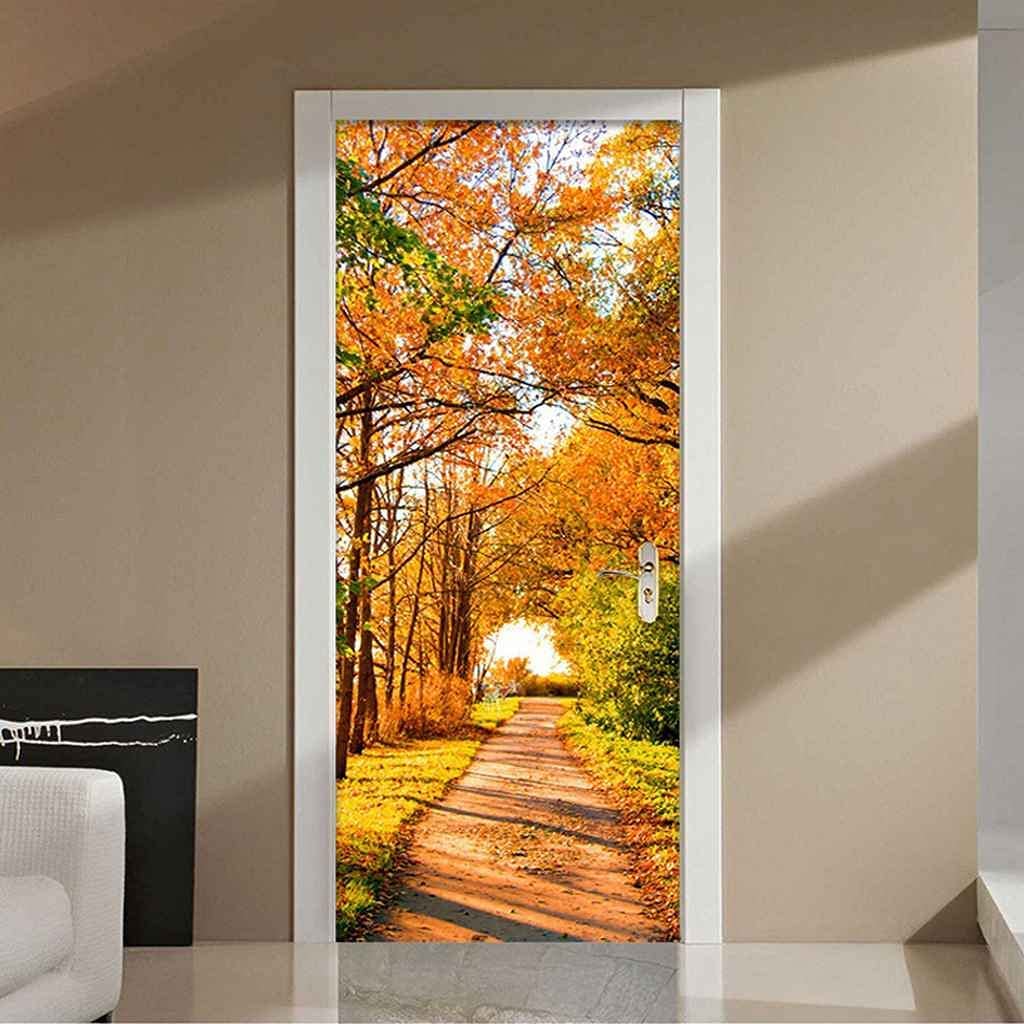 Adesivo Per Porte 3D "Faccia Del Buco" - 77x200 Cm, Autoadesivo, Rimovibile, Impermeabile