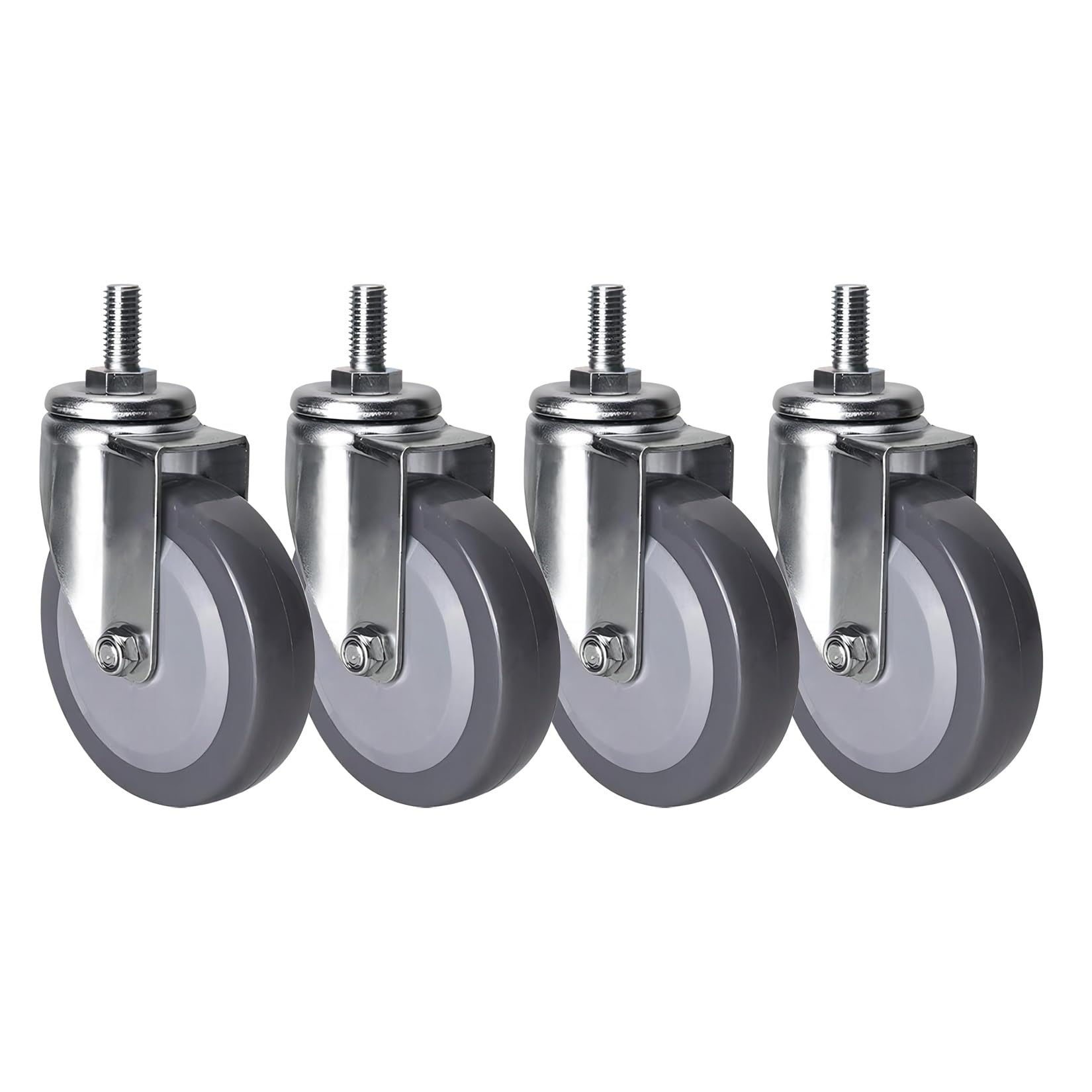 GYRAZXS Quiet Polyurethane Castors M12 x 25mm Swivel Wheels (Pack of 4) 6m 75mm 100mm Diameter Industrial Trolley Replacement with Brake for Smooth Transport