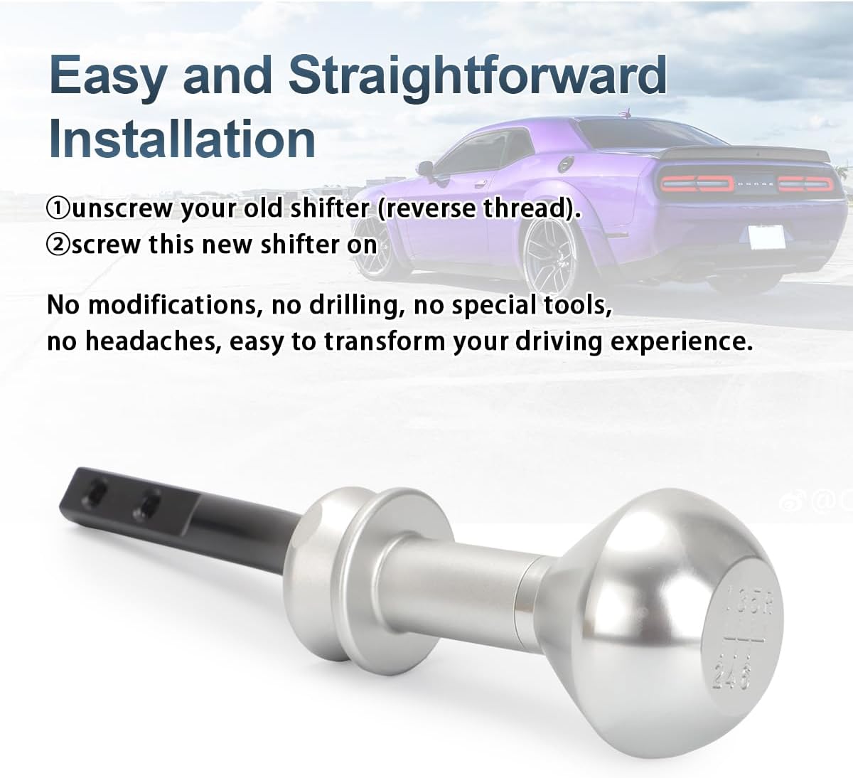 for 2009-2019 Dodge Challenger 6-Speed Manual Shifter, Replacement for P5155284AB, Aluminum Easy Install, More Precise Shift Action