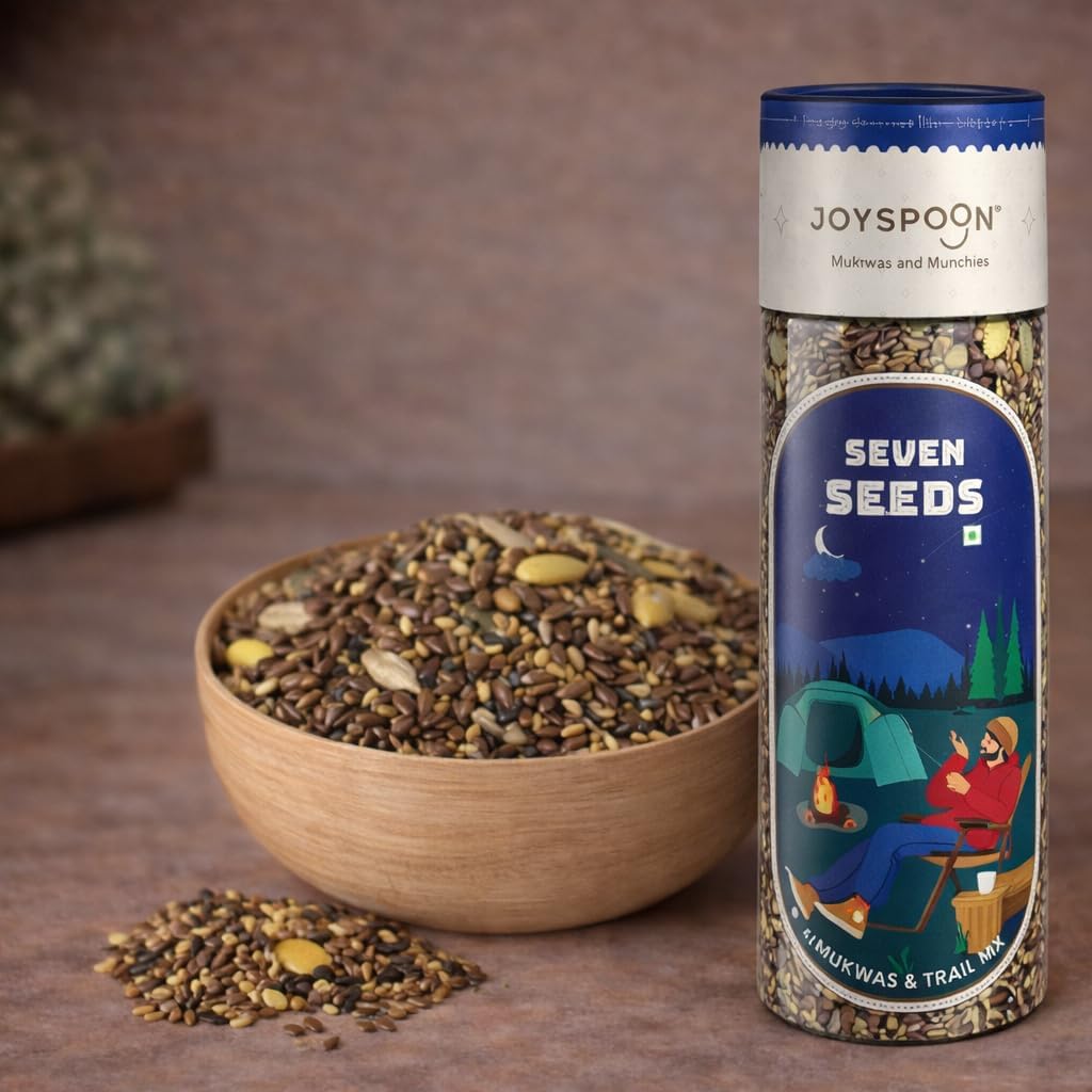 JoySpoon Seven Seeds Mukhwas Mouth Fresheners (100gm) | Seed Mix | Sugar-Free Snacks | Traditional Mouth Freshner | Digestive | Pumpkin, Sunflower, Watermelon, Fennel