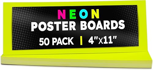Miniatura 79 de Hygloss Tablero grande de póster de 22 x 28 pulgadas, 100 tableros de póster de colores neón surtidos a granel, 10 puntos de grosor, papel de póster