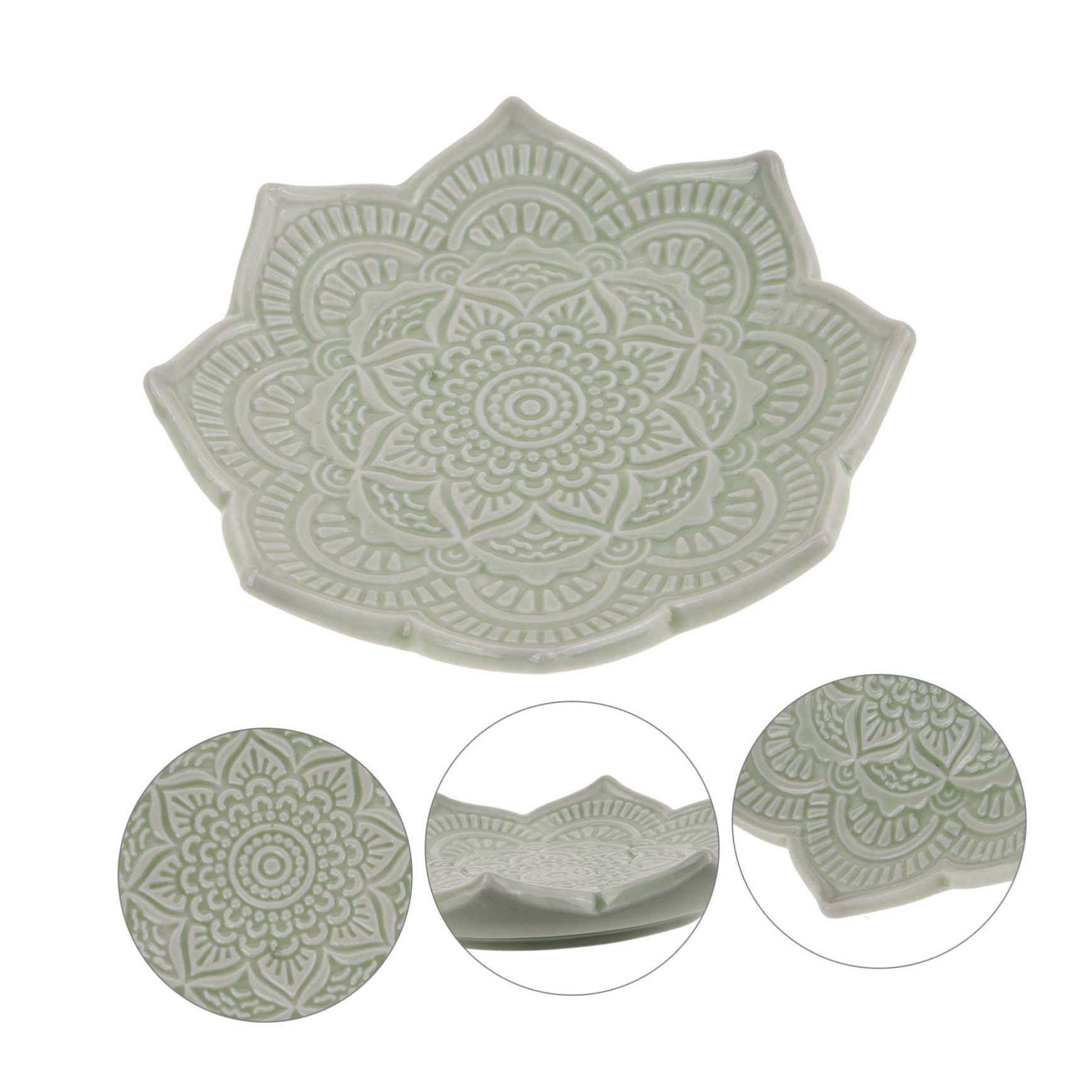 Healvian 5 Stück Schmuckschale aus Keramik Ringgericht Ringe Geschirrhalter Kommode golden Goldschale ringhalter schale Schmuckring Schale Ringschale weißes Porzellan Green