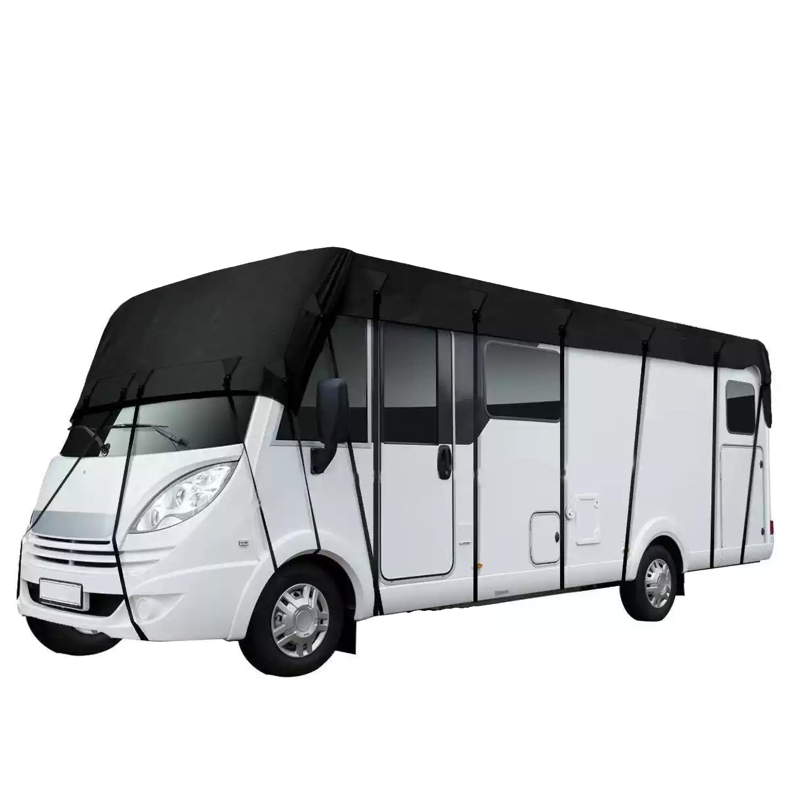 WPJBDS pokrowce na kampery 210D Oxford pokrowiec na kampera, wodoodporny, odporny na deszcz i śnieg, pokrowiec na przyczepę, składane przechowywanie, czarny, 9 x 3 m