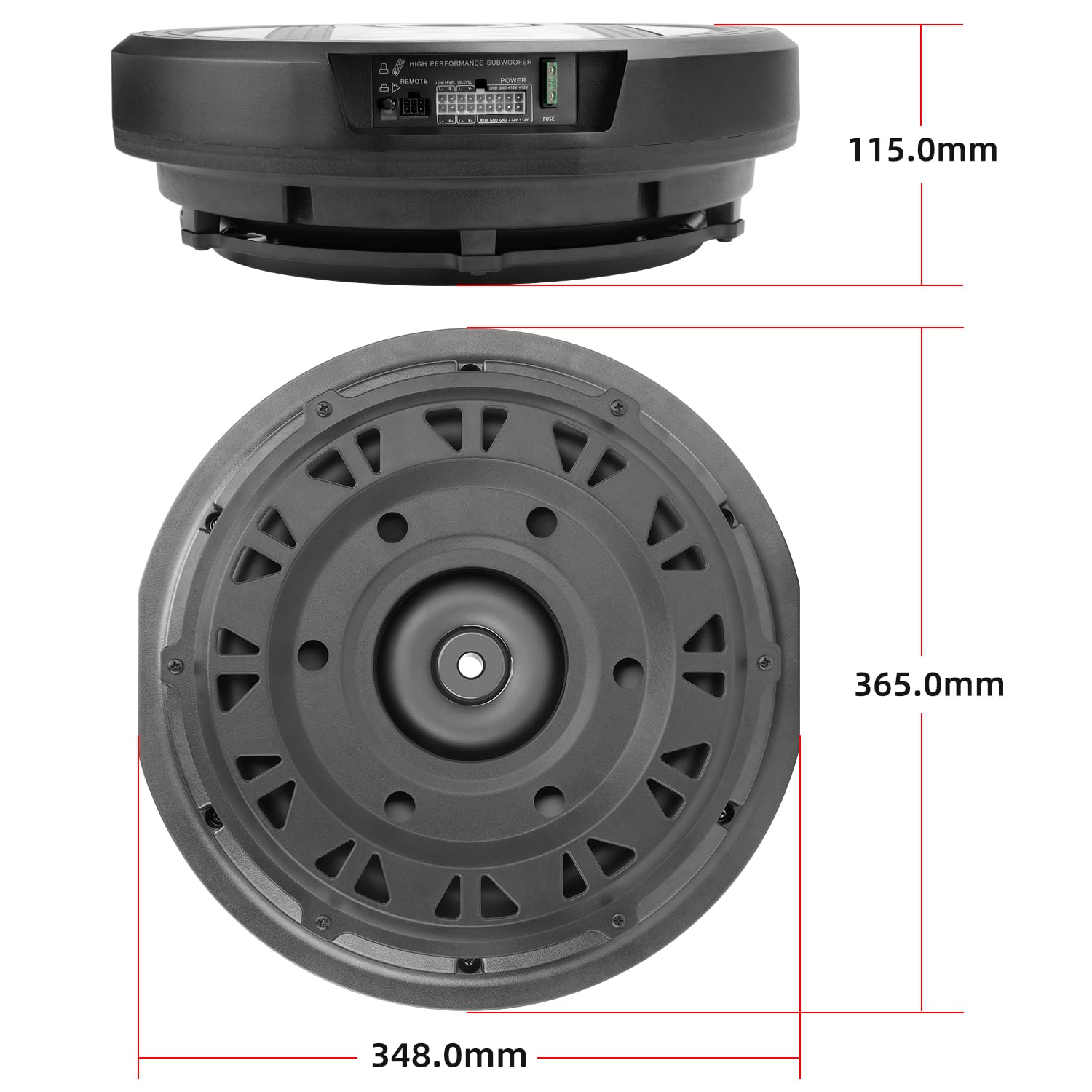 Subwoofer attivo da 30,5 cm, potenza 1600 W, subwoofer per auto Plug & Play con telecomando, appositamente progettato per pneumatici di scorta, amplificatore audio per bassi profondi, facile