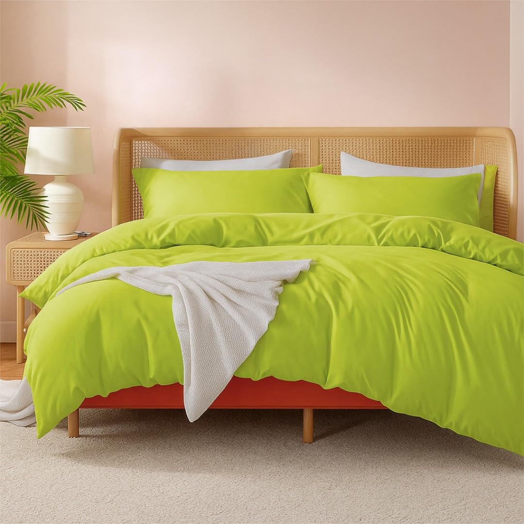 Sofrito Microfiber Ultra Soft Wrinkle Free (Double - 91"x101" - Inches) 300 TC Cover for Duvet/Comforter/Quilt/Blanket with Solid Zipper Closure & Four Corner Ties - Parrot Green-image-28