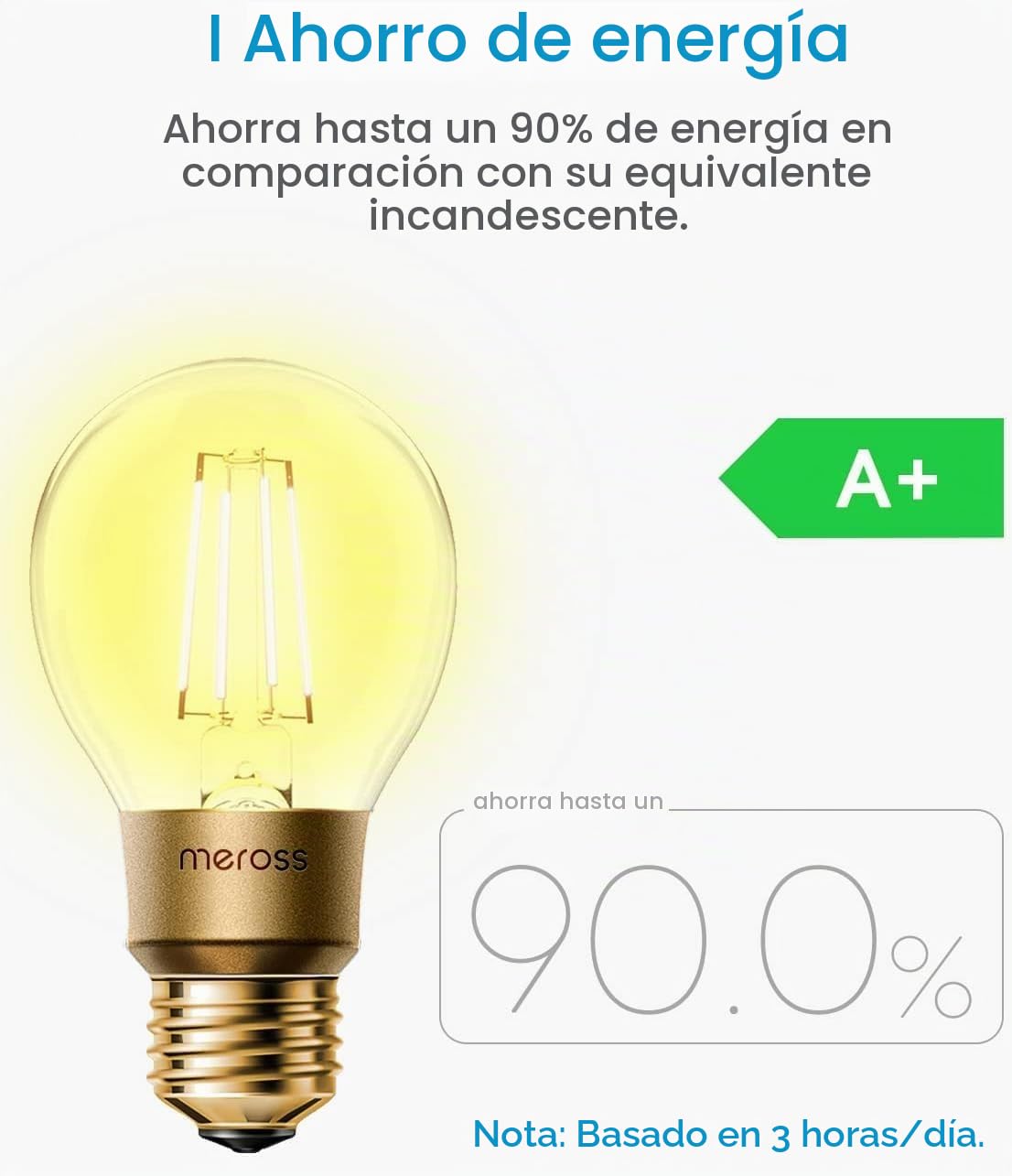 meross Bombilla Inteligente Alexa E27 - Bombilla WiFi Regulable Vintage Edison 6W Equivalente a 60W Hue White Compatible con HomeKit Siri, Alexa, Google Assistant y SmartThings, Paquete 2