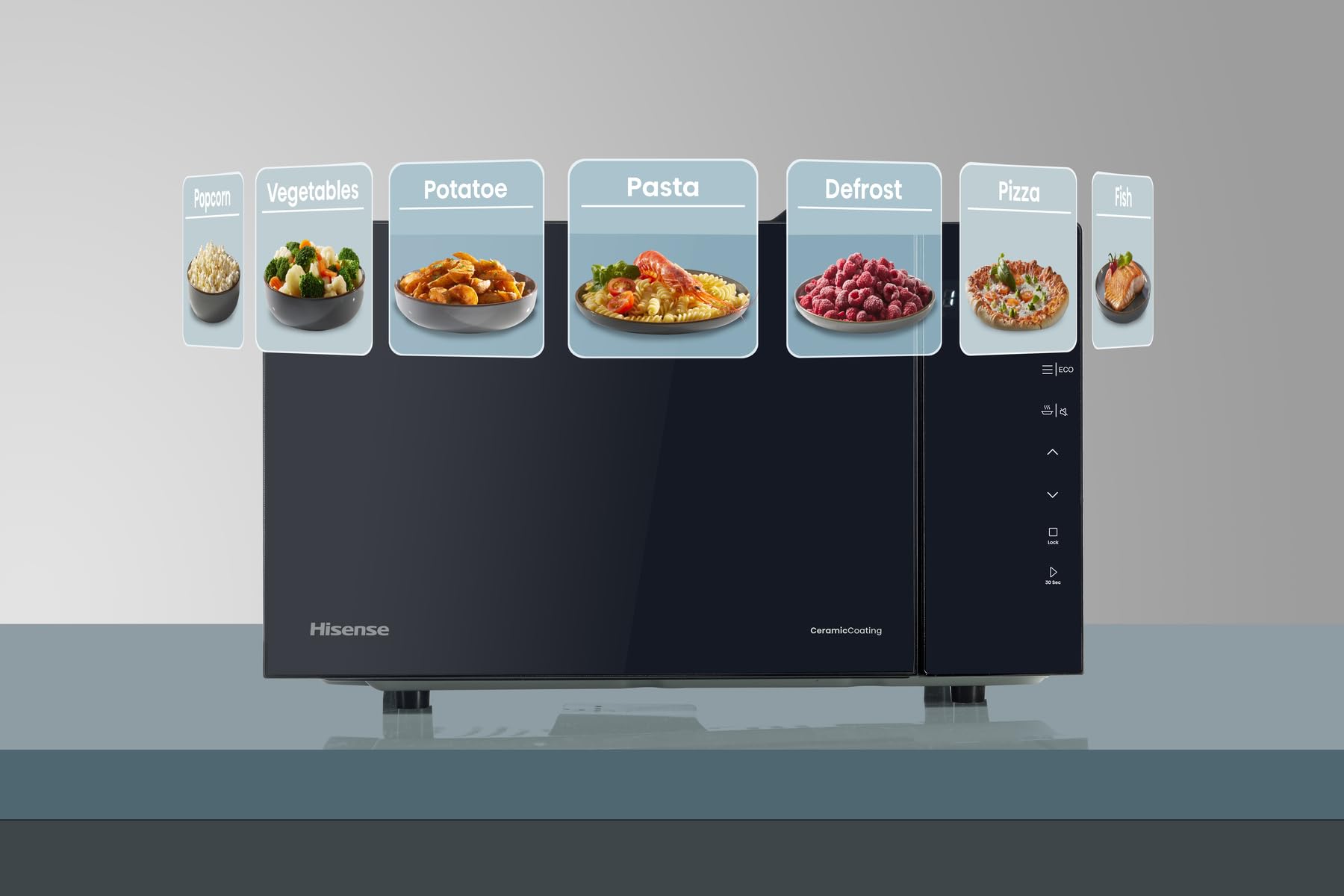 Hisense Microonde H23MOBS5H4, cavità 23L, apertura porta a sinistra, display LED touch, 8 funzioni, 800W
