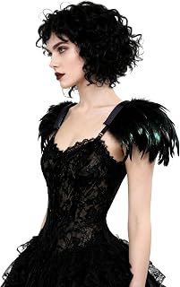 keland Damen Gothic Feder Epauletten Umhang Schal Schulterumhang Schultertuch für Halloween Cosplay