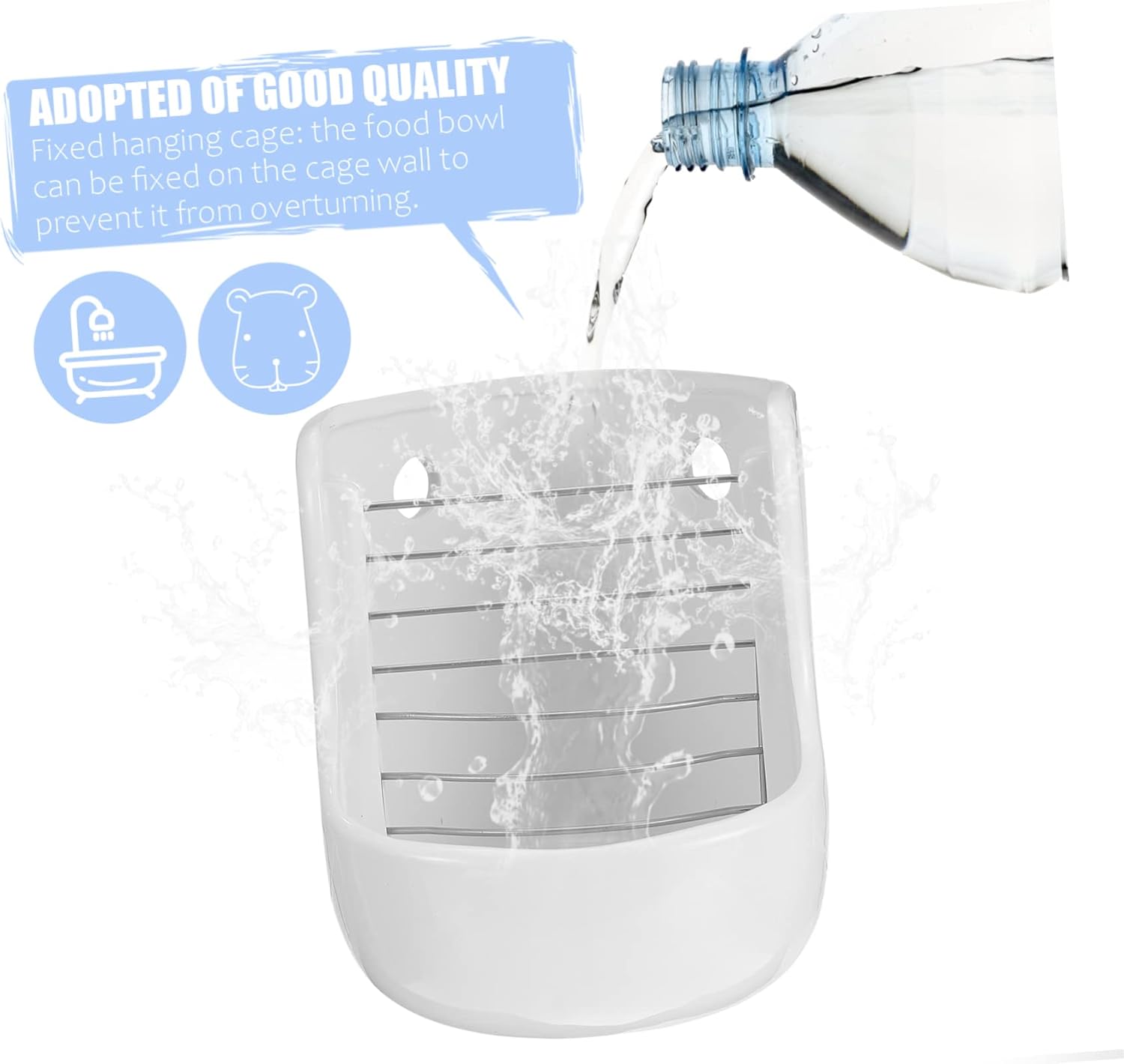 FRCOLOR Dual-use Feeder and Food Bowl for Small Animals Grass Rack and Bowl Easy Install for Guinea Pigs Chinchillas Tip Design