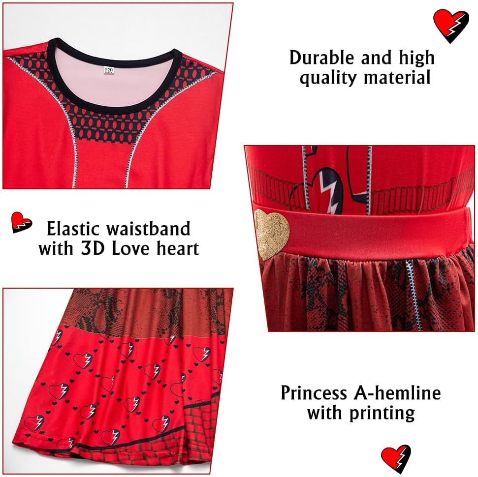 Girls Rise Red Dress for Kids Princess Red Costume with Wig and Gloves for Easter Party Outfits 3-9Y - Image 5