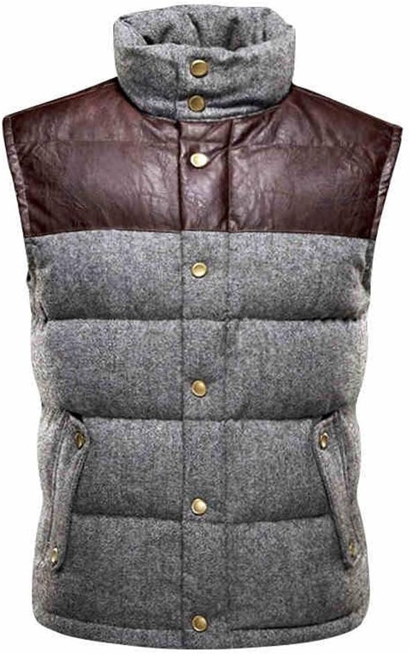 WEAF New Men Thick Down Vest Winter Coat Vest Down Man Casual Waistcoat Gray XL