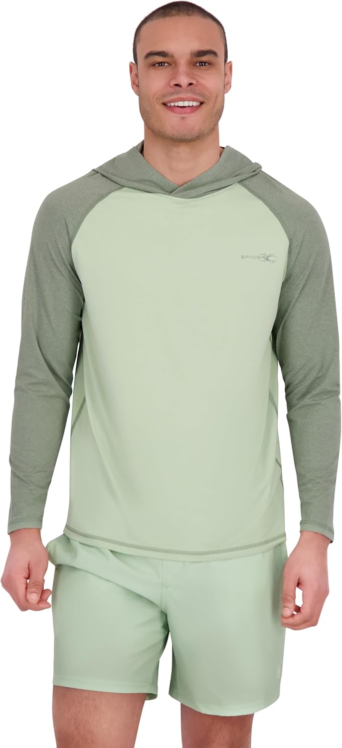 Spyder Men's Performance Hooded Long Sleeve Rashguard – Quick-Dry Swim Shirt Sun Protection