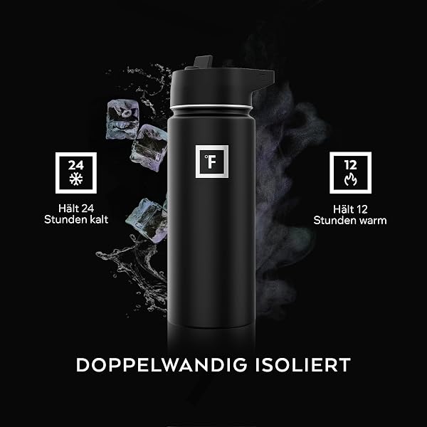Edelstahl Trinkflasche mit Strohhalm - 650/950/1200/1800 ml - Kohlensäure Geeignet Auslaufsicher Doppelwandig Isoliert Thermosflasche BPA-Freie - Wasserflasche Sport Gym Fitness Reisen Kinder - 4