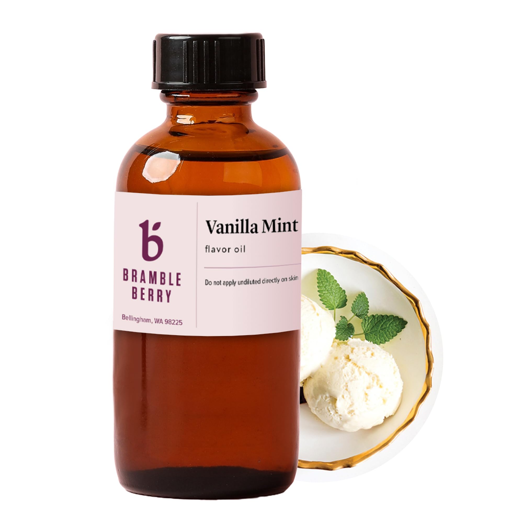 Bramble Berry Vanilla Mint Flavor Oil 2 oz | Creamy Vanilla and Cool Mint Scent for Soap Making, Candles, Lotion, Bath Bombs &amp; Perfume | Skin Safe, Vegan, Paraben &amp; Phthalate Free, DIY Craft Essential