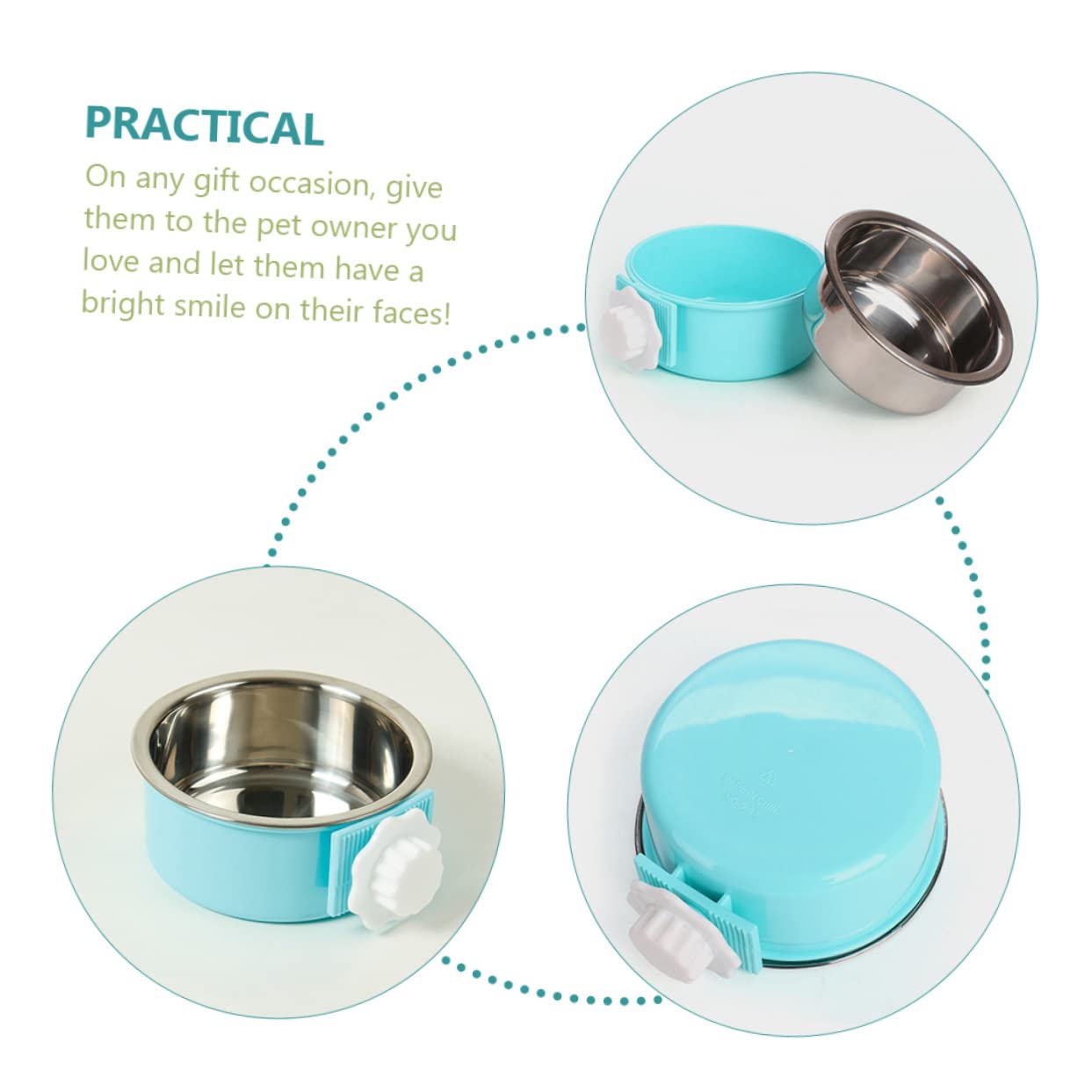 balacoo Hanging Stainless Steel Cat Bowl Overturn Design for Kittens Dogs Easy to Pet Food Basin for Household Use Steel Material