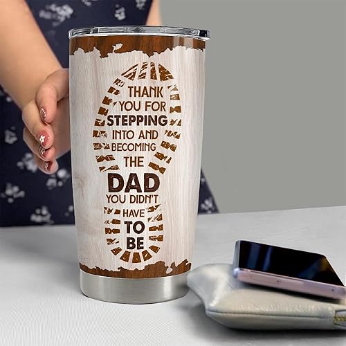 Miniatura 6 de SANDJEST Vaso de viaje de 20 onzas, regalo para papá, padrastro, padrastro, hijastro, hijo