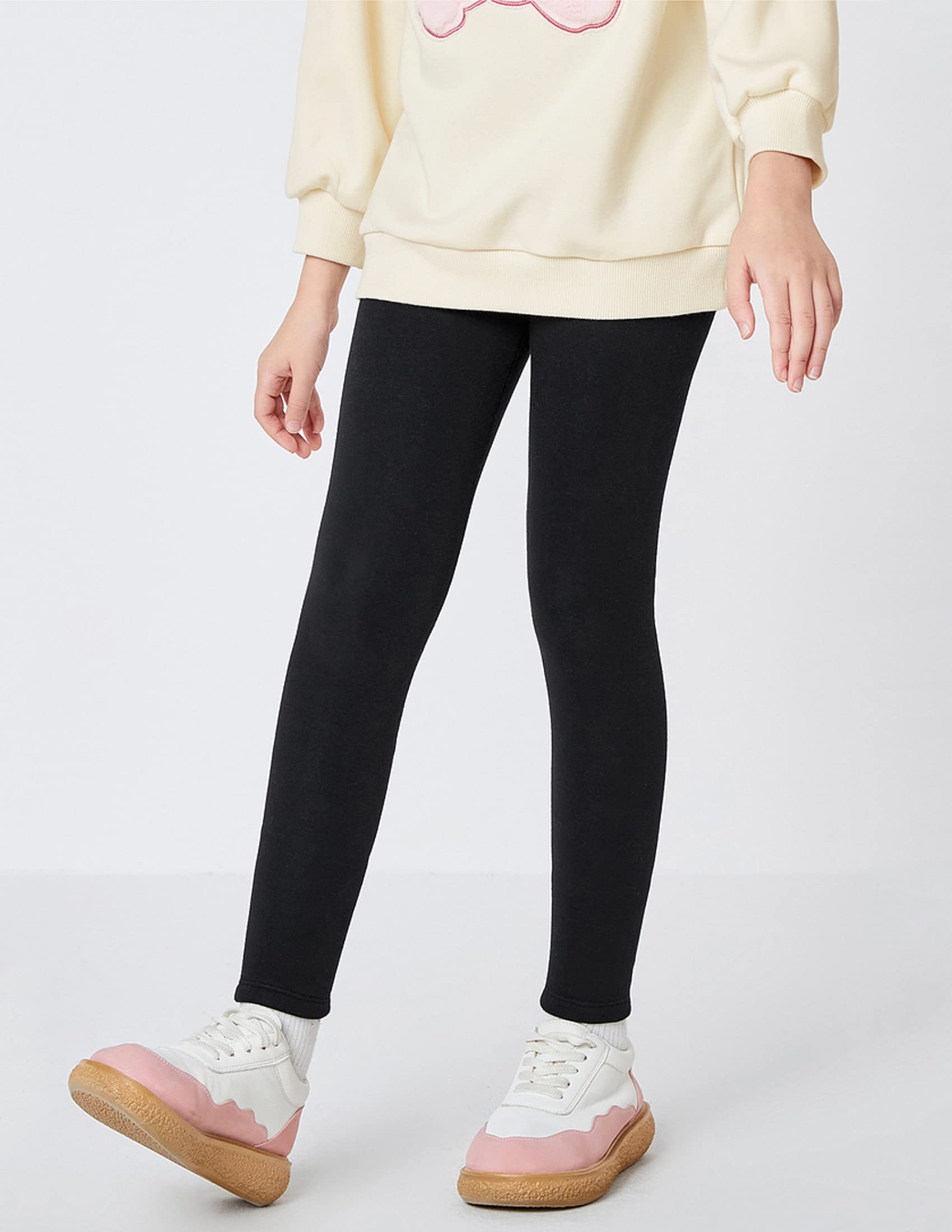 Kiench Mädchen Leggings Winter Dick Gefüttert Hosen Baumwolle 4er-Pack