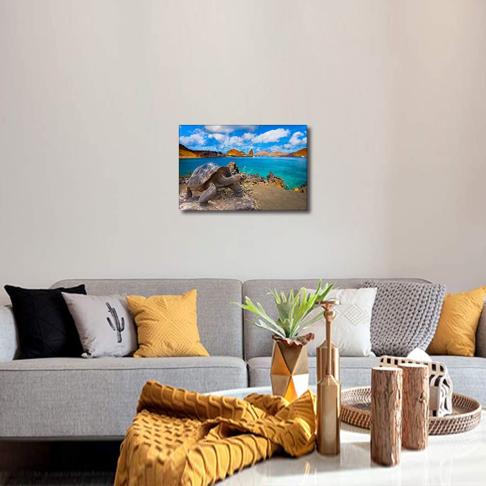 Canvas Wall Art Wall Décor for Living Room Galapagos Islands Big turtle Canvas Painting for Bathroom Bedroom Kitchen Office Decor Home Decorations 8x12inch - Image 3