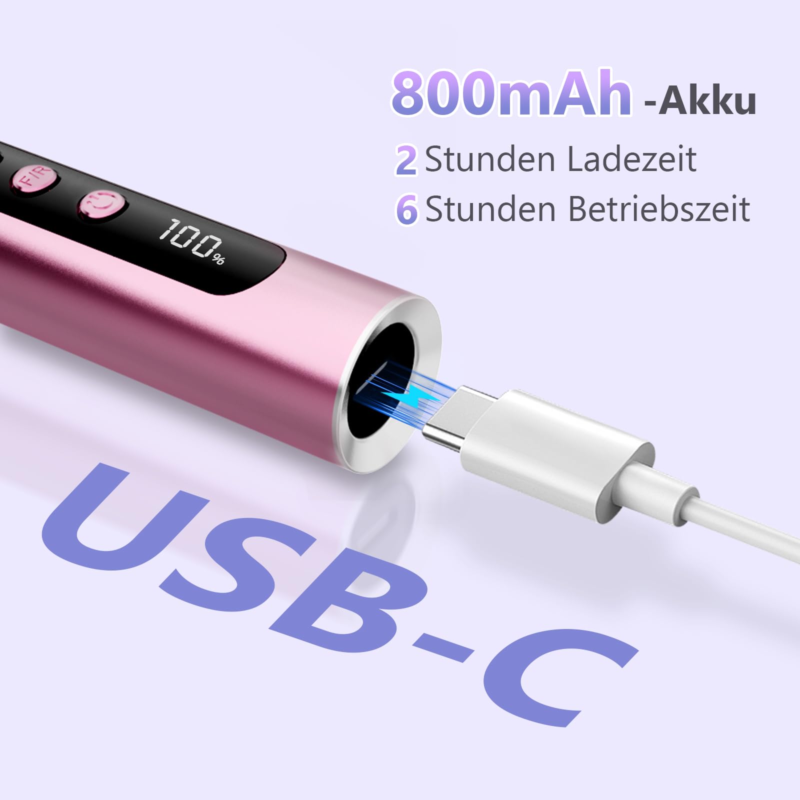 POFIBO Nagelfräser Kabellose 35000 U/Min Nagelfräser für Gelnägel - Professioneller Nail Drill für Gel- und Acrylnägel, Elektrische Nagelfeile mit Verstellbarer Geschwindigkeit für Maniküre Pediküre