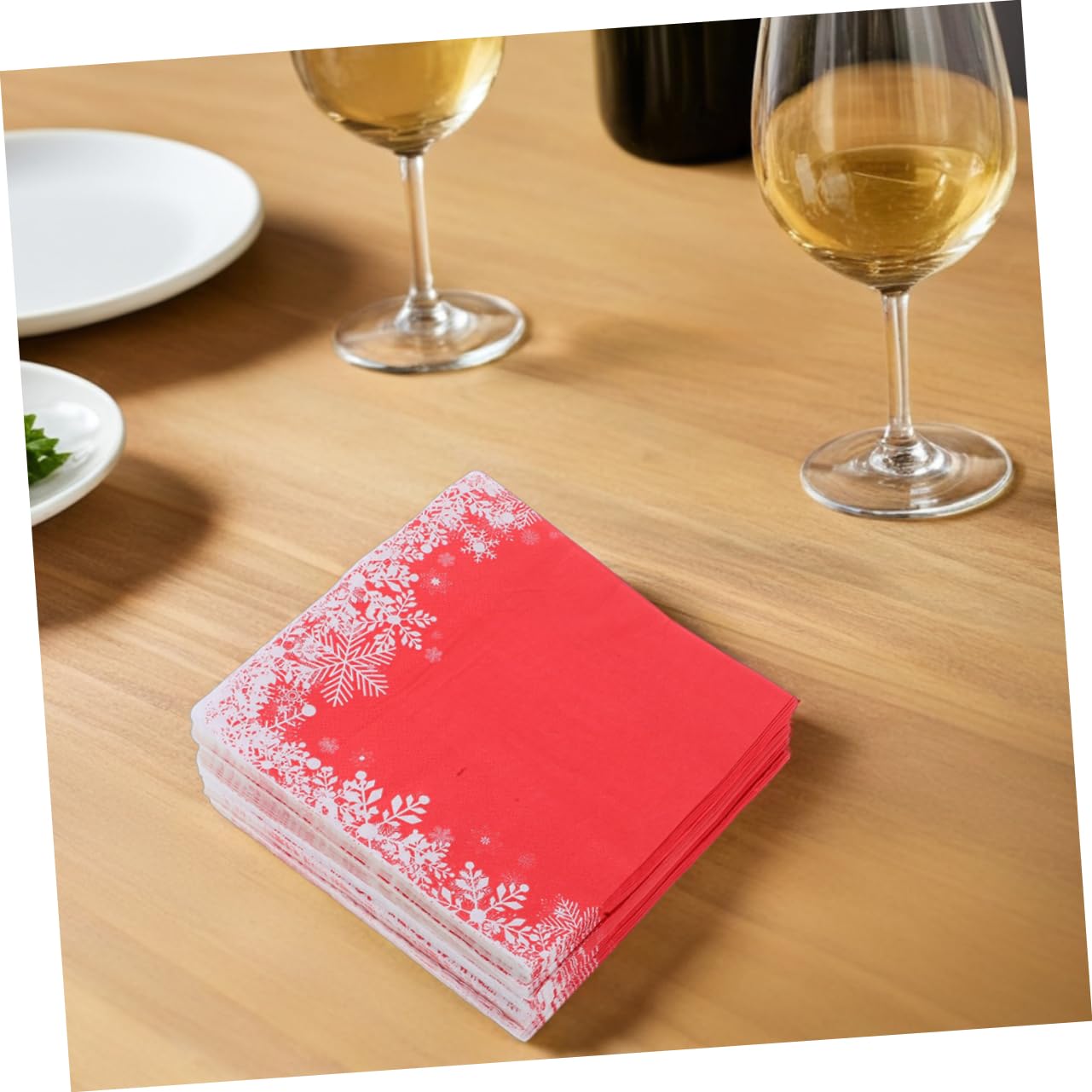 120piezas Servilletas Navideñas Rojas Copos de Papel Desechables para Fiesta de Invierno Decoración de Mesa Cena