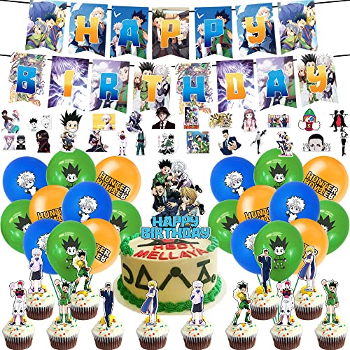 Anime Birthday Party Supplies Anime Theme Party Decorations Include HAPPY BIRTHDAY Banner, Stickers, Ballons, Cake Toppers for Kids Party Favors