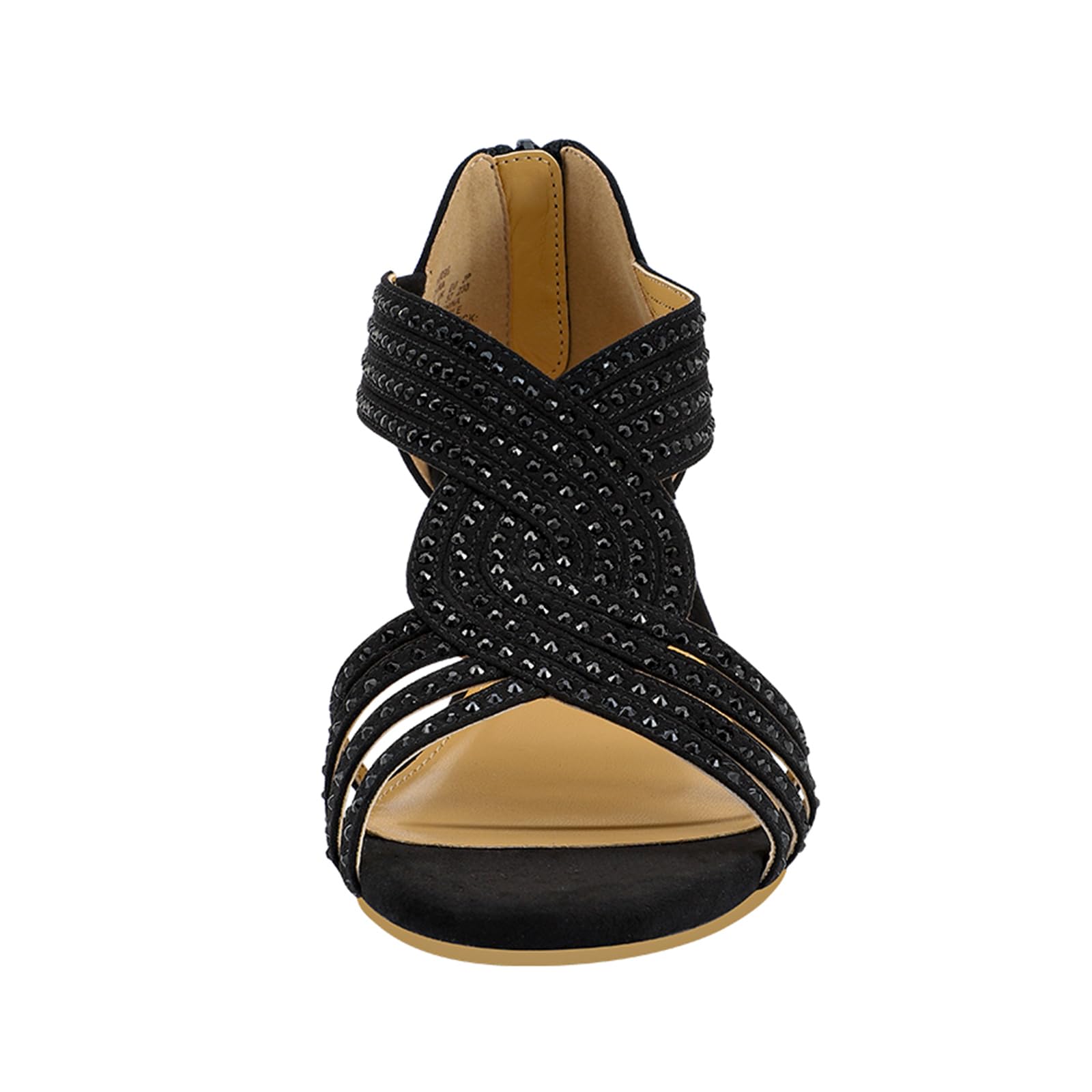 PIZZ ANNU Sandalen Damen Glitzer Strass Sandaletten mit Keilabsatz Reißverschluss Plateau Sommer Frauen Schuhe Keilsandalen Elegant Bequem Sommerschuhe