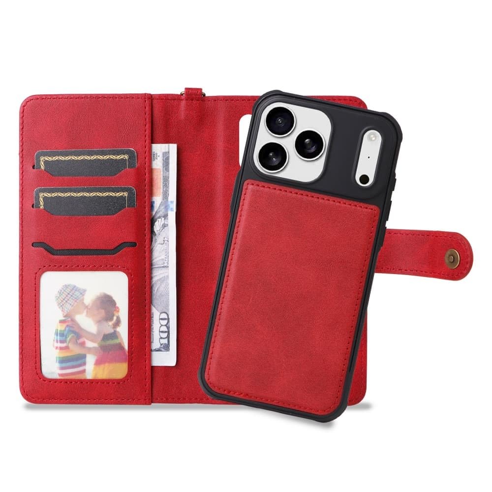 Étui portefeuille rouge iPhone 17 clapet aimanté séparable - 8