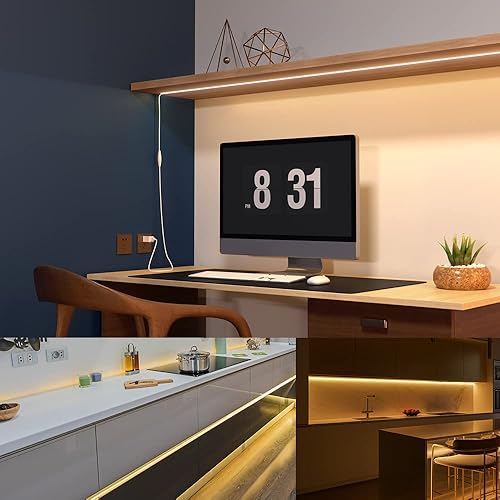 Miniatura 4 de BTF-LIGHTING FCOB COB - Tira de luces LED COB alimentada por USB, 6.56 pies, 640 LED, blanco cálido, 3000 K, 0.315 in, ancho regulable, 90+, alto