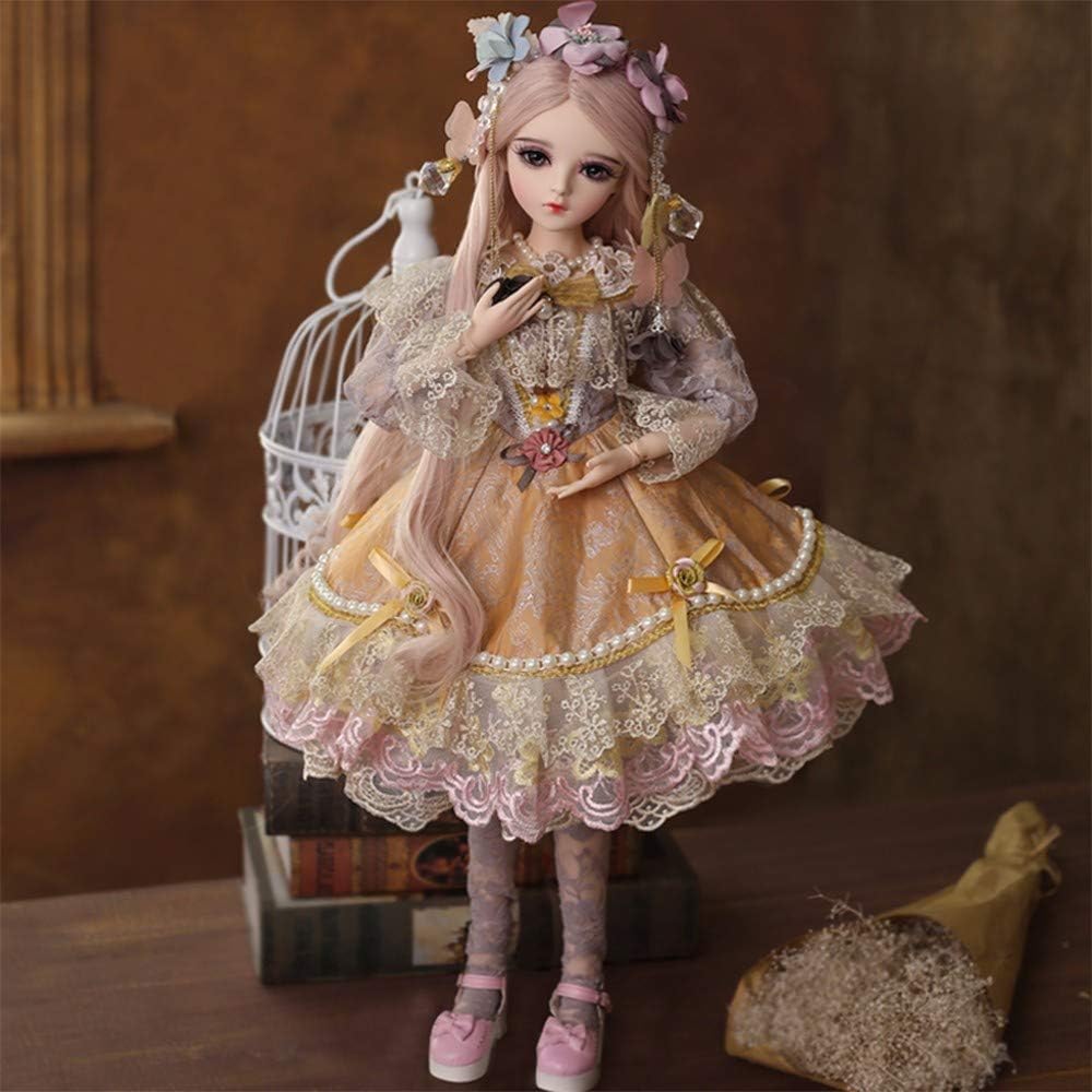 BJD Doll, 1/3 Changing Eyes Jointed Doll DIY Toys Makeup 100% Handmade Beauty Toys Silicone Reborn Doll Toy with BJD Clothes Wigs Shoes for Children (Could Change eye6)