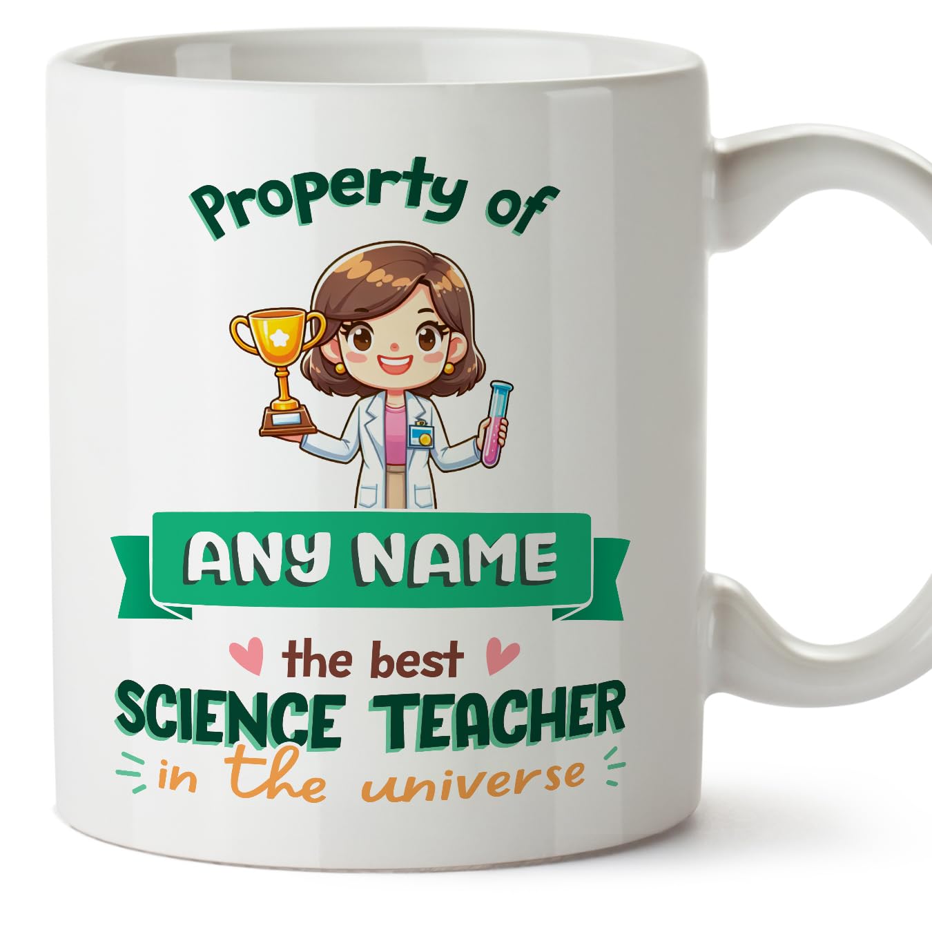 MUGFFINS Personalised Mug for Science Teacher Woman - in English - Property of - Funny Custom Gift for Colleagues - Ceramic 11oz Mug โ image 1