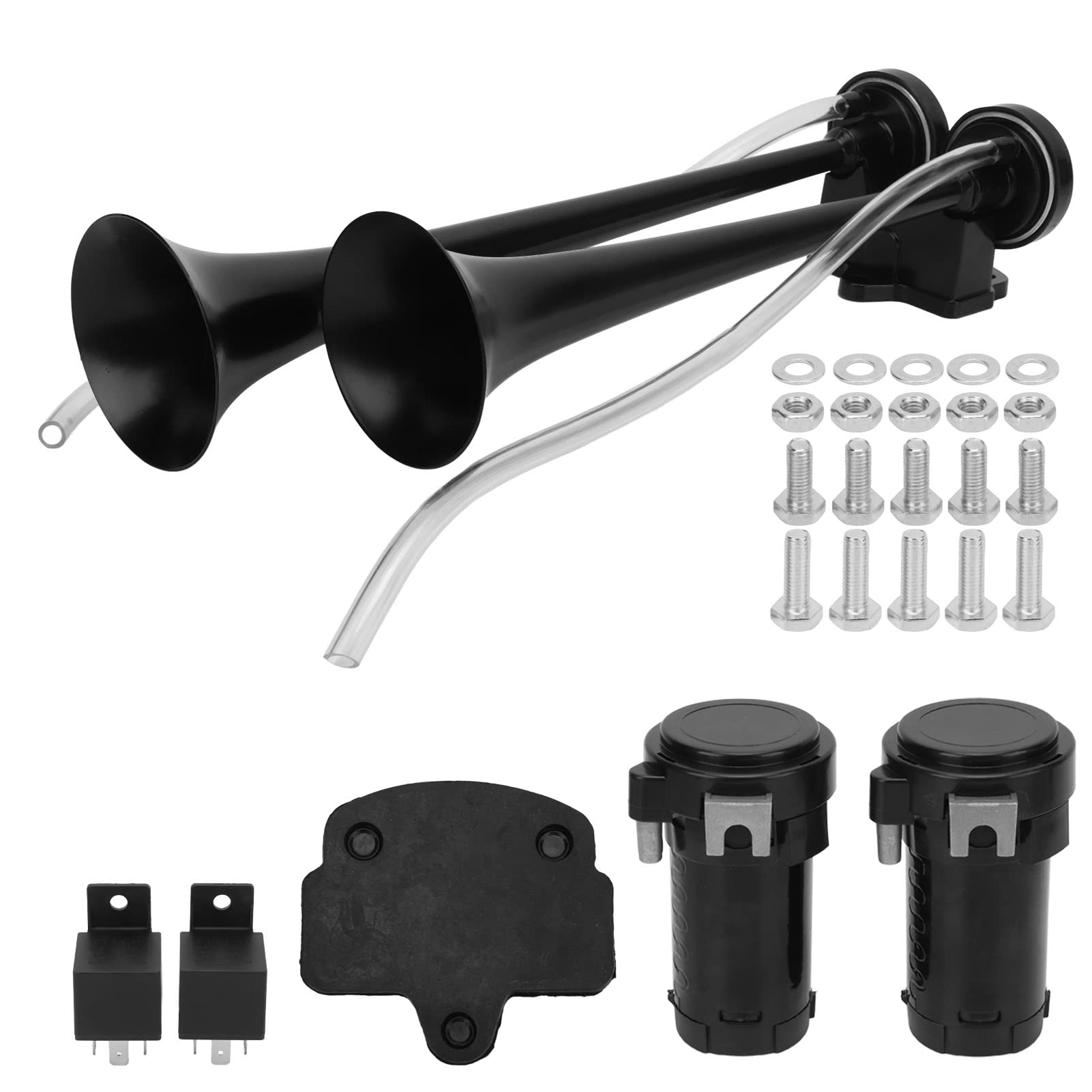 Buy BOROCO 130dB Air Horn, Dual Trumpet Loud Air Horn with Compressor