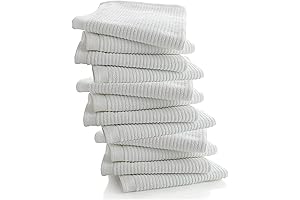 Premium Ring-Spun Cotton White Kitchen Bar Towels (12 Pack)