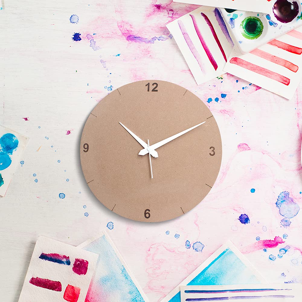IVEI DIY Plain MDF Wooden Craft Round Wall Clock Blank Cutout for Painting Wood Sheet Craft, Decoupage, Resin Art Work & Decoration (Brown) - Image 2 thumbnail