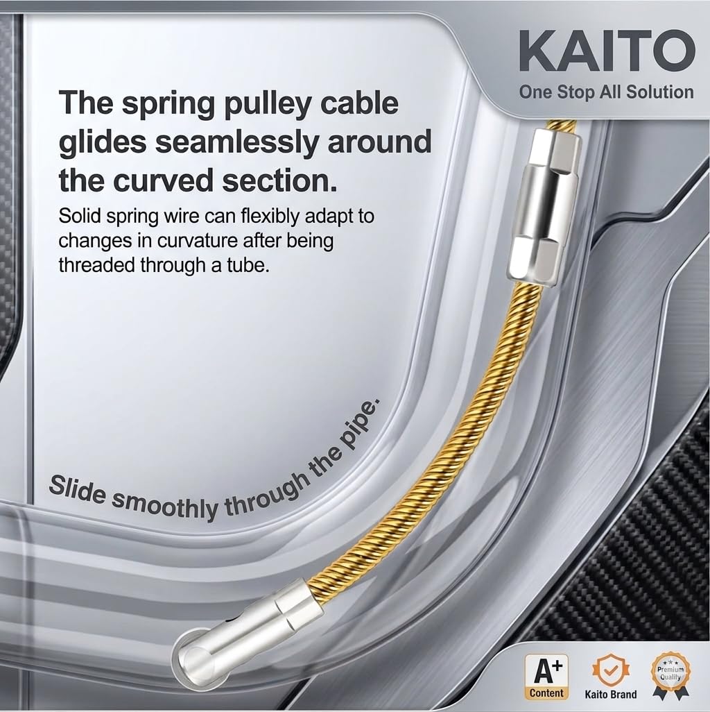 KAITO Professional Wire Lead Threading Device 10 m | Cable Puller Fish Tape for Electrical Conduit Wiring | Flexible Steel Wire Threader for Wall, Floor & Ceiling Installation | Heavy-Duty Guide Tool 4