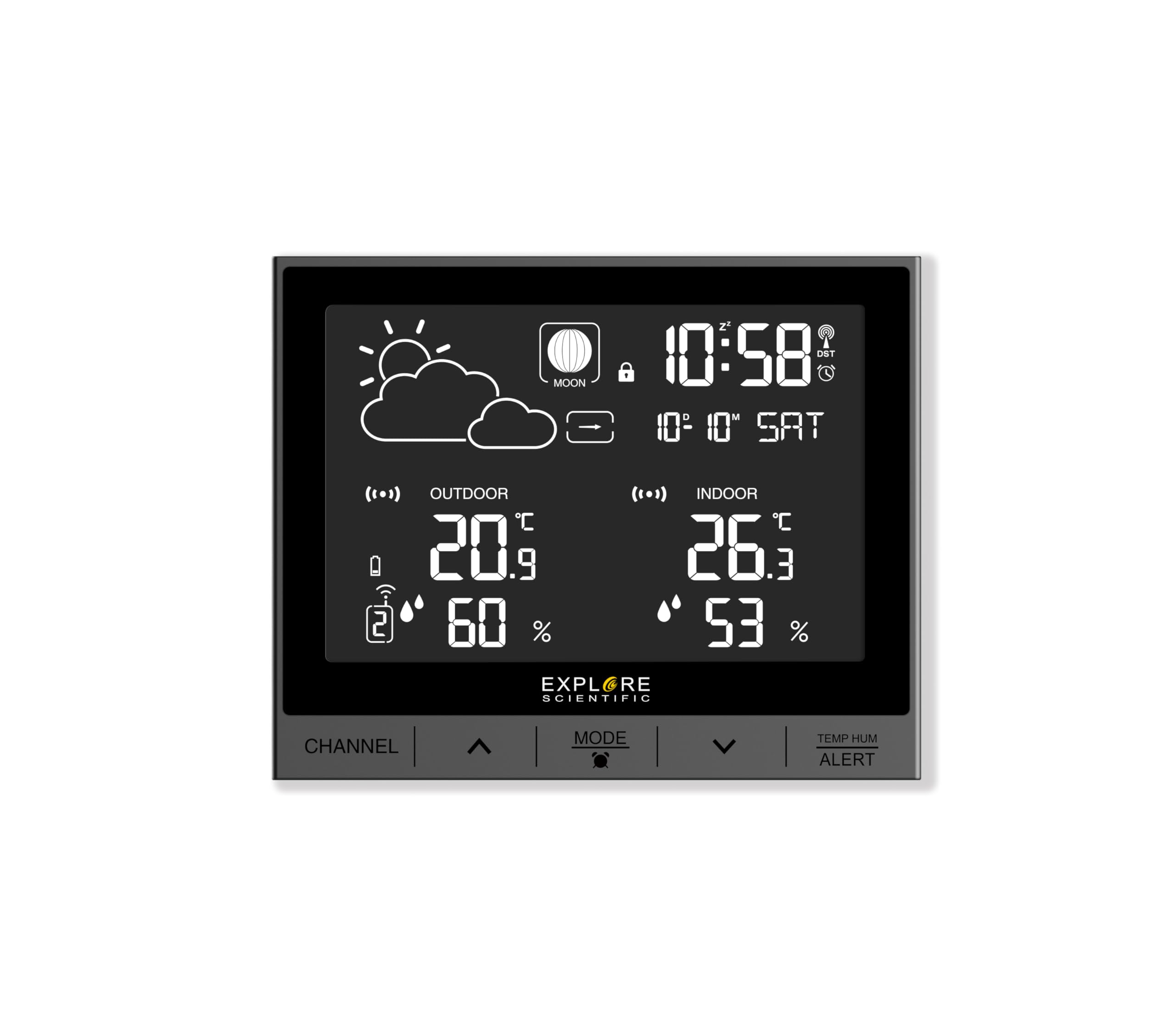 Explore Scientific Station météo numérique avec écran LCD animé, température et humidité Crystal Vision Mini Deluxe WSH5000