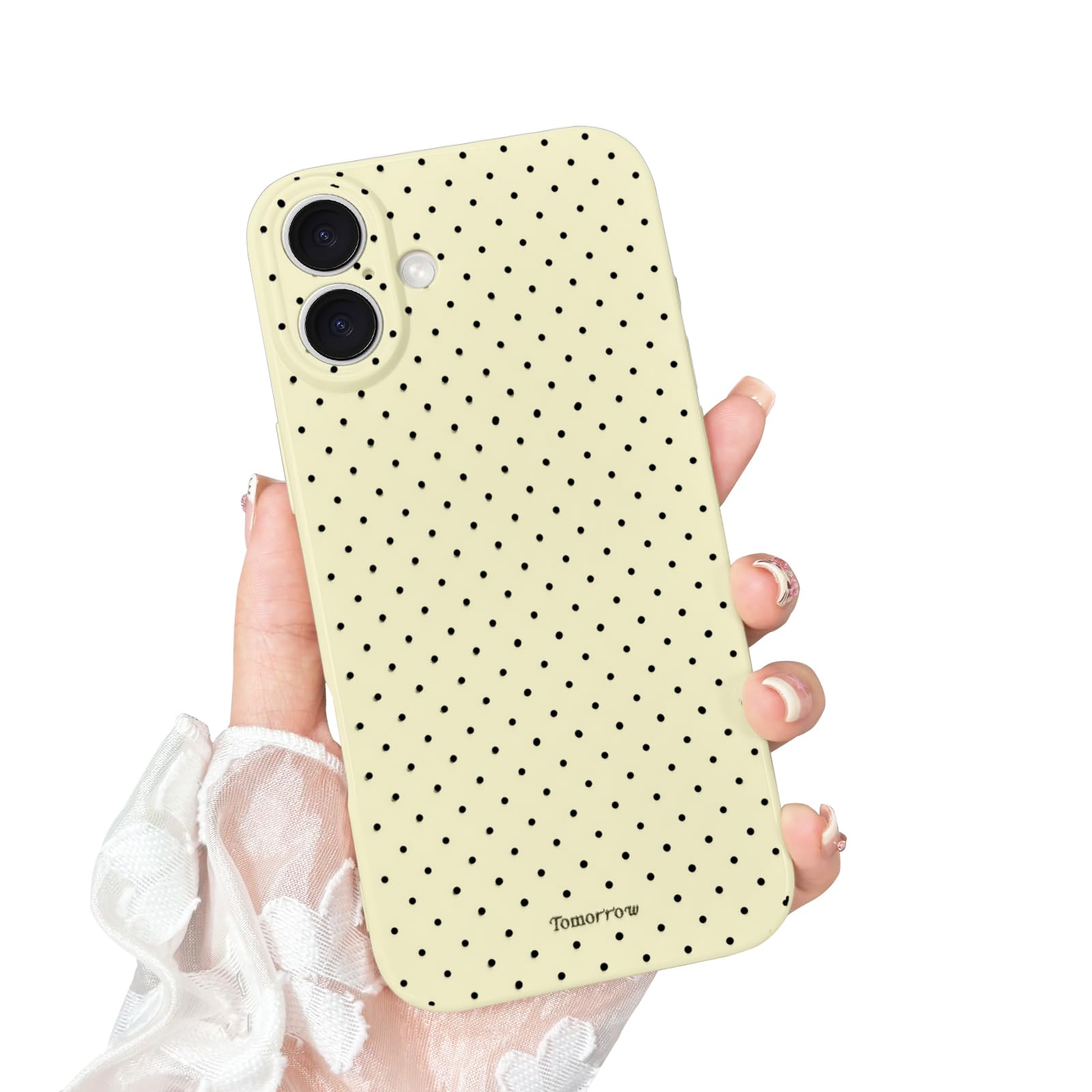 Oylaxoy Compatible with iPhone 16 Plus Case with Cute Fashion Polka Dot Aesthetics Design, Raised Lens Edge Protection, Stylish Slim Soft TPU