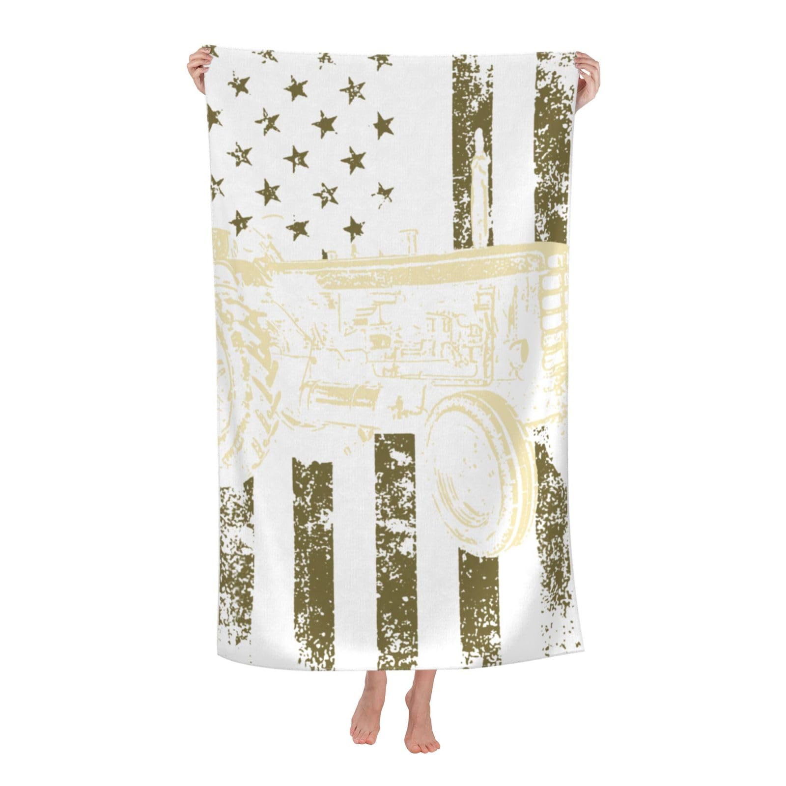 LSRCPD Beach Towel Patriotic Tractor U.S. Flag Microfiber Beach Towels Blanket Oversized Tropical Big Extra Large XL Pool Towels Quick Dry Sandproof for Women Girls Kids